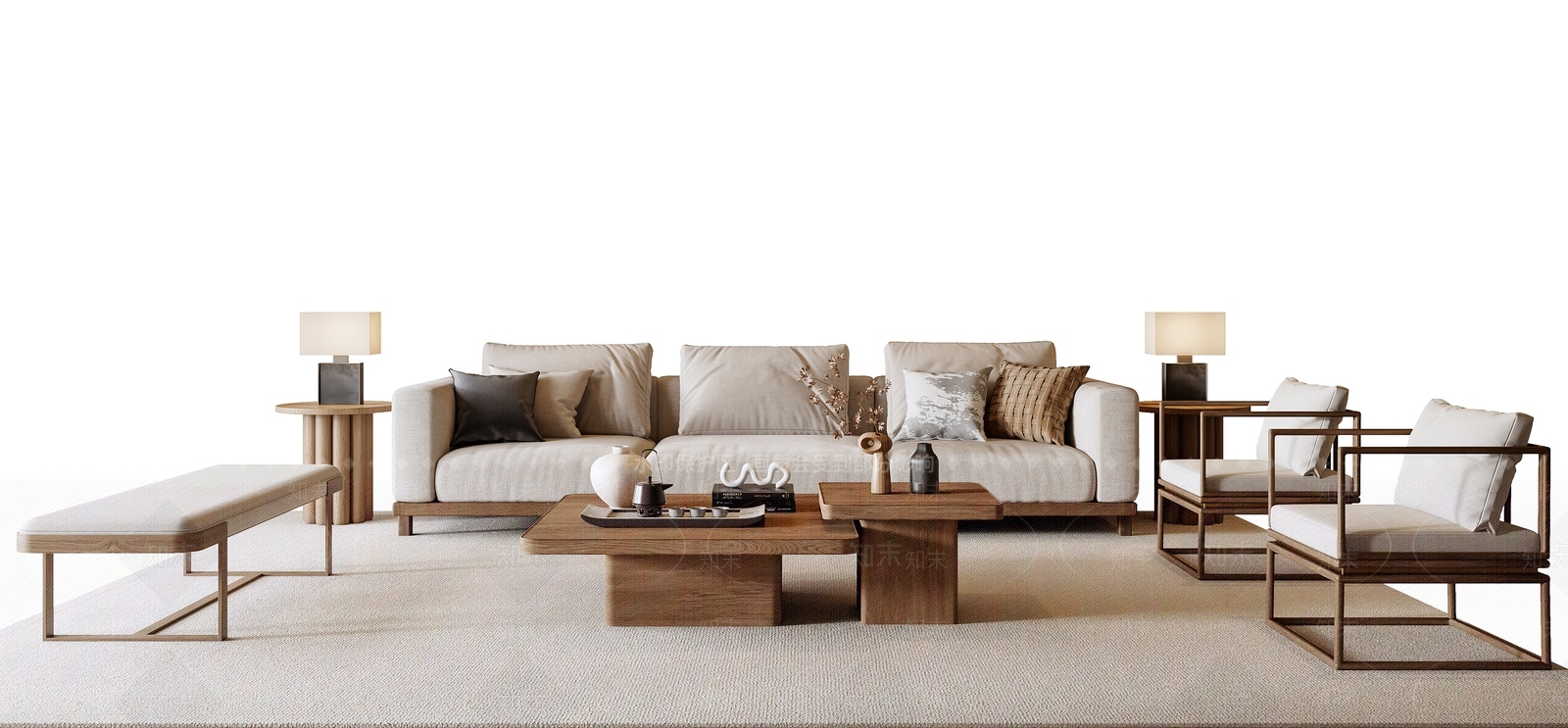 新中式中式沙发组合3D模型下载【ID:1192679390】