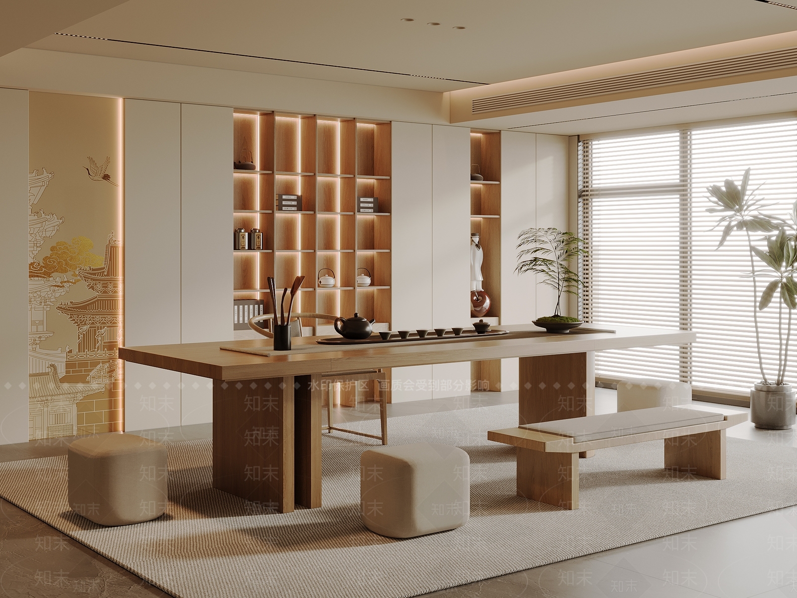 新中式茶室3D模型下载【ID:1192682699】