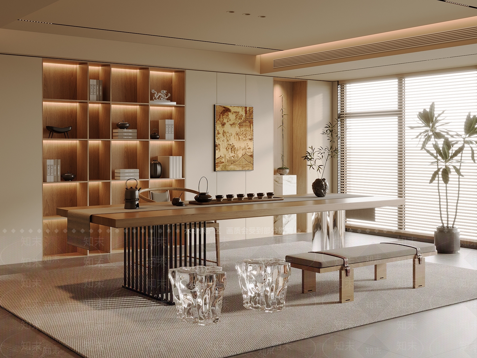 新中式茶室3D模型下载【ID:1192682940】