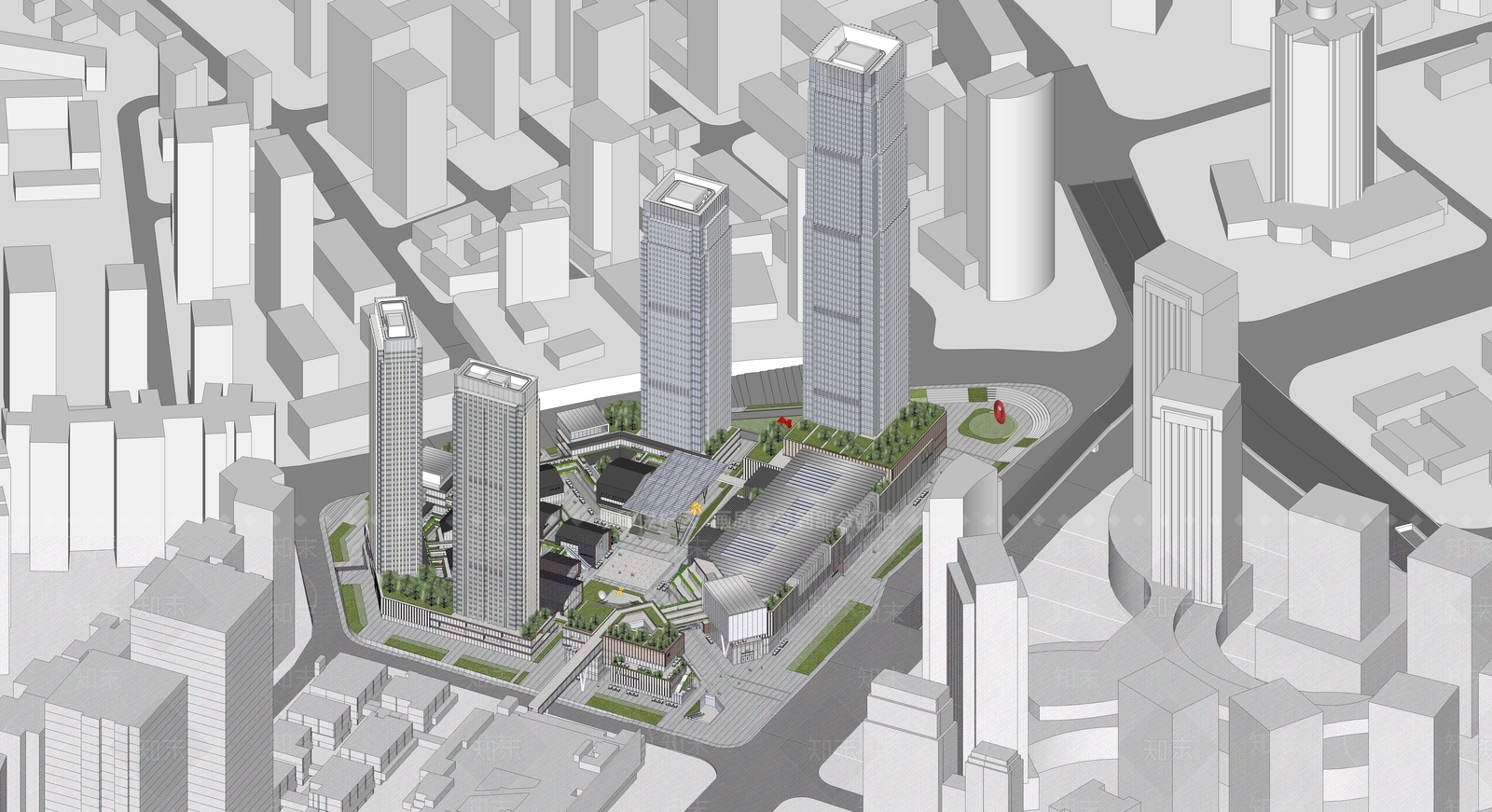 现代商场建筑SU模型下载【ID:1192686463】
