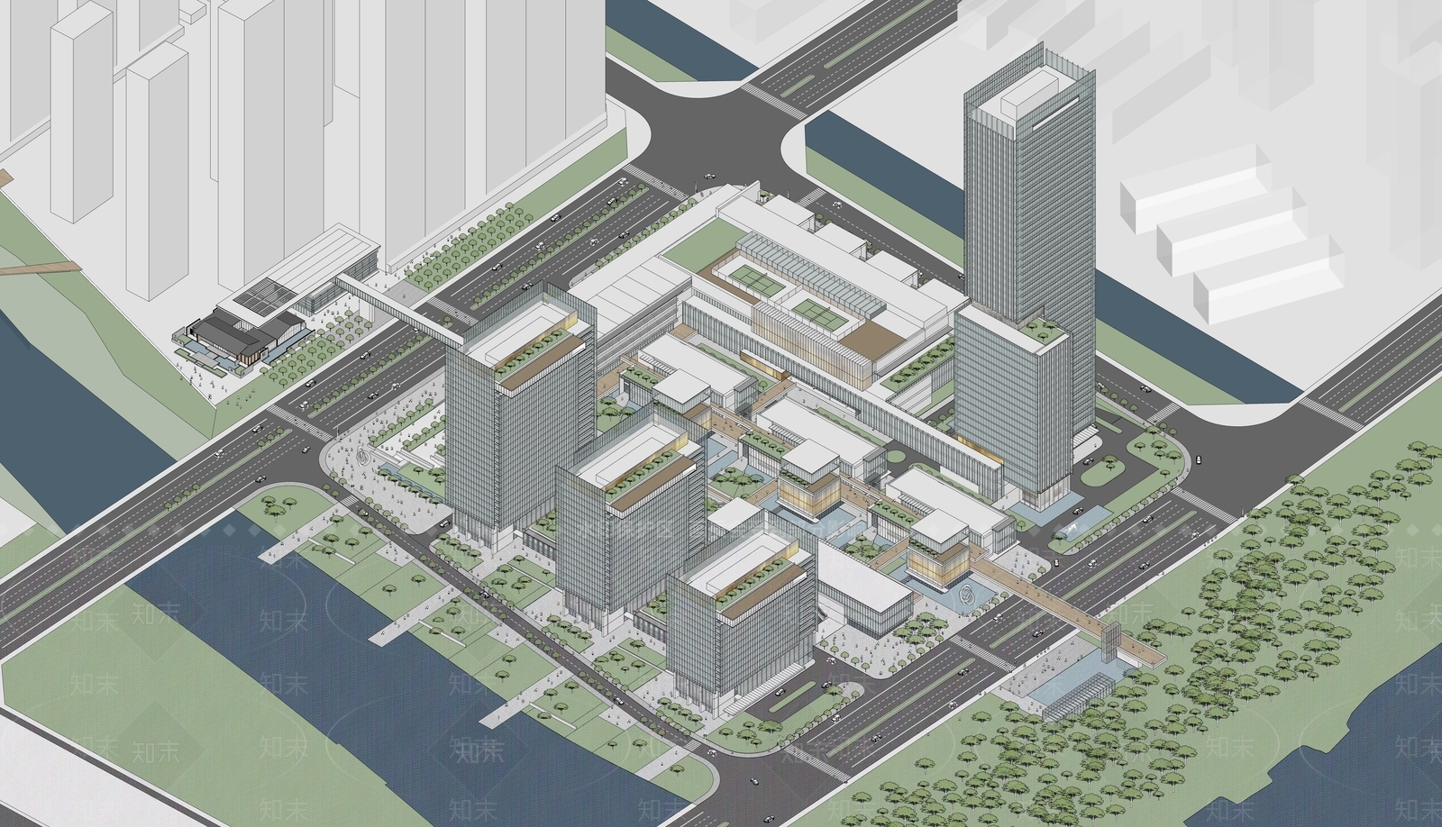 现代办公楼SU模型下载【ID:1192686855】