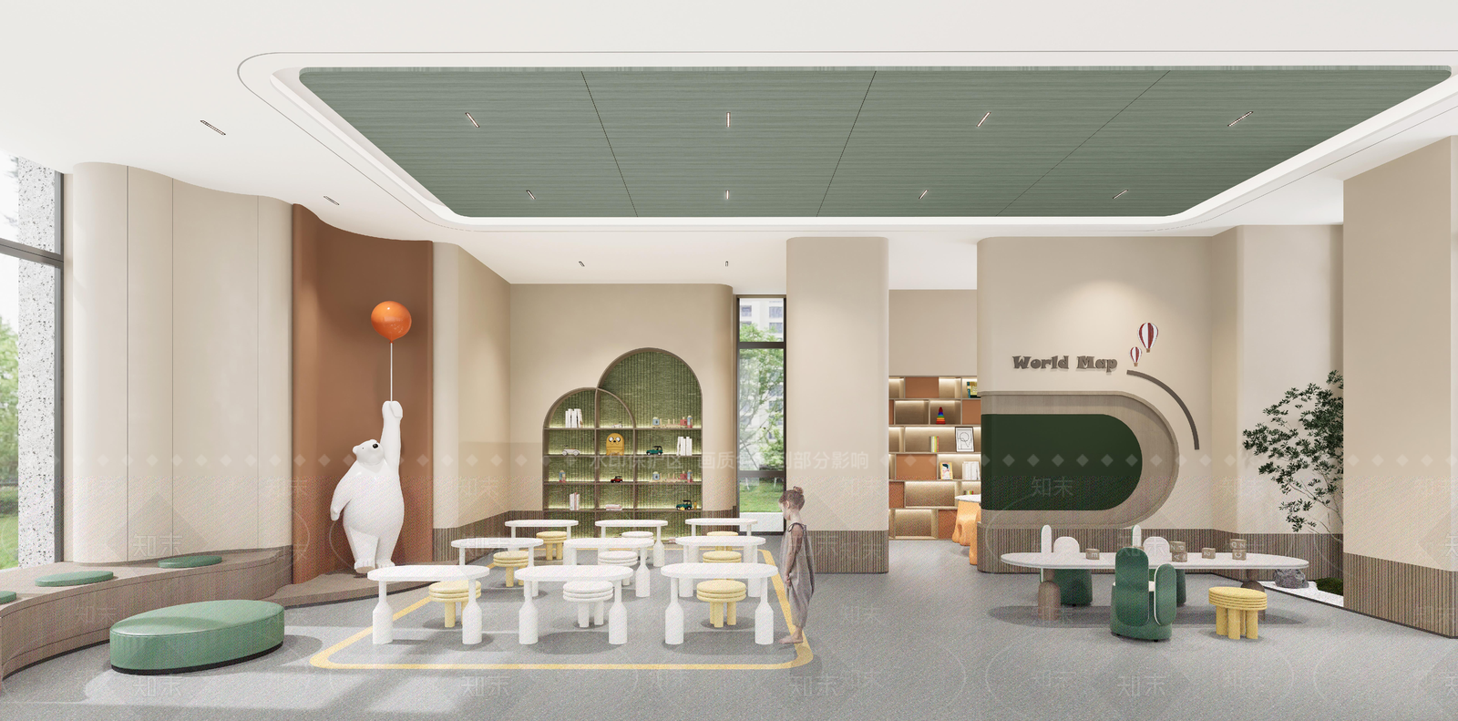 现代奶油儿童活动空间SU模型下载【ID:1192688367】