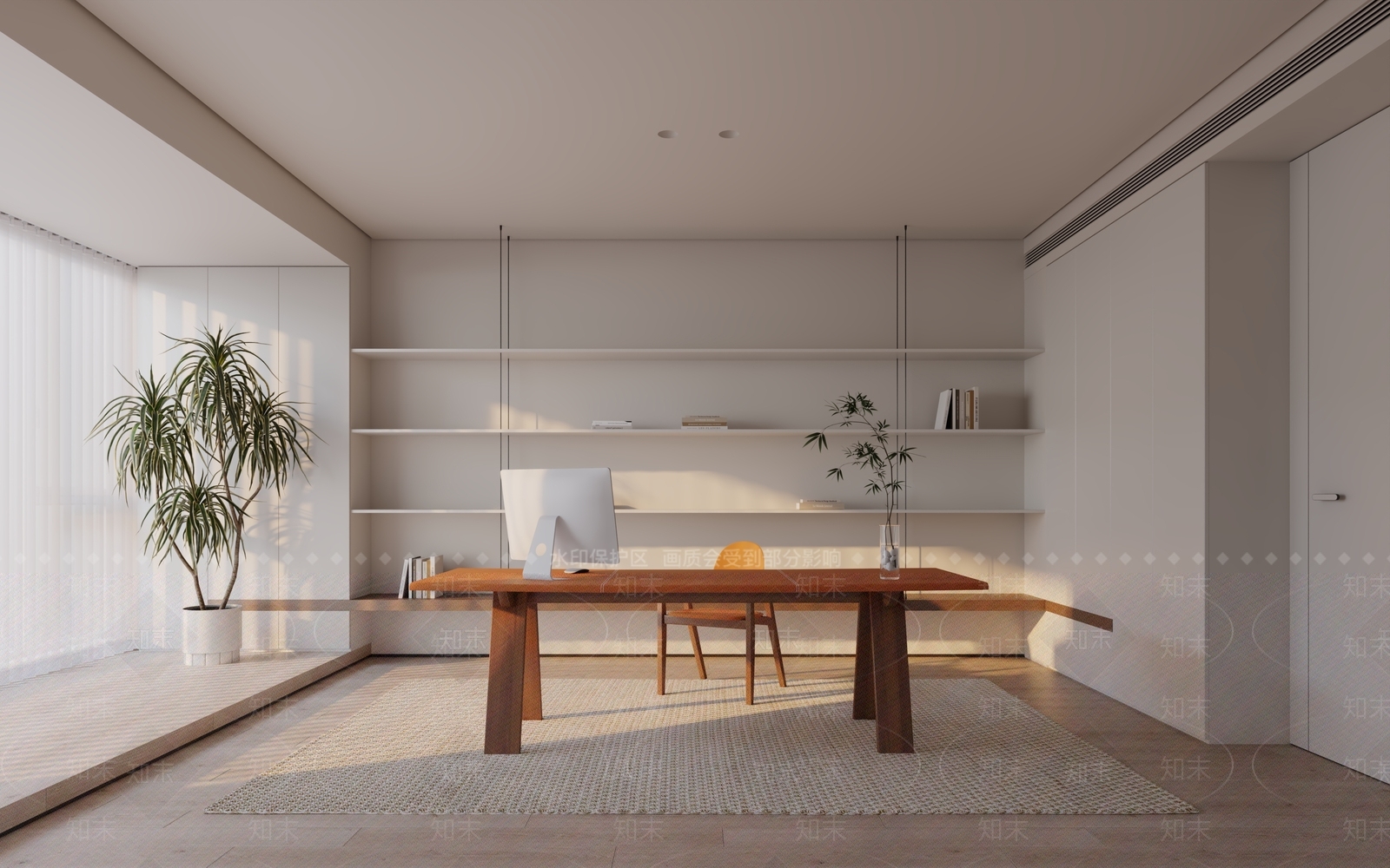 现代极简书房3D模型下载【ID:1192688388】
