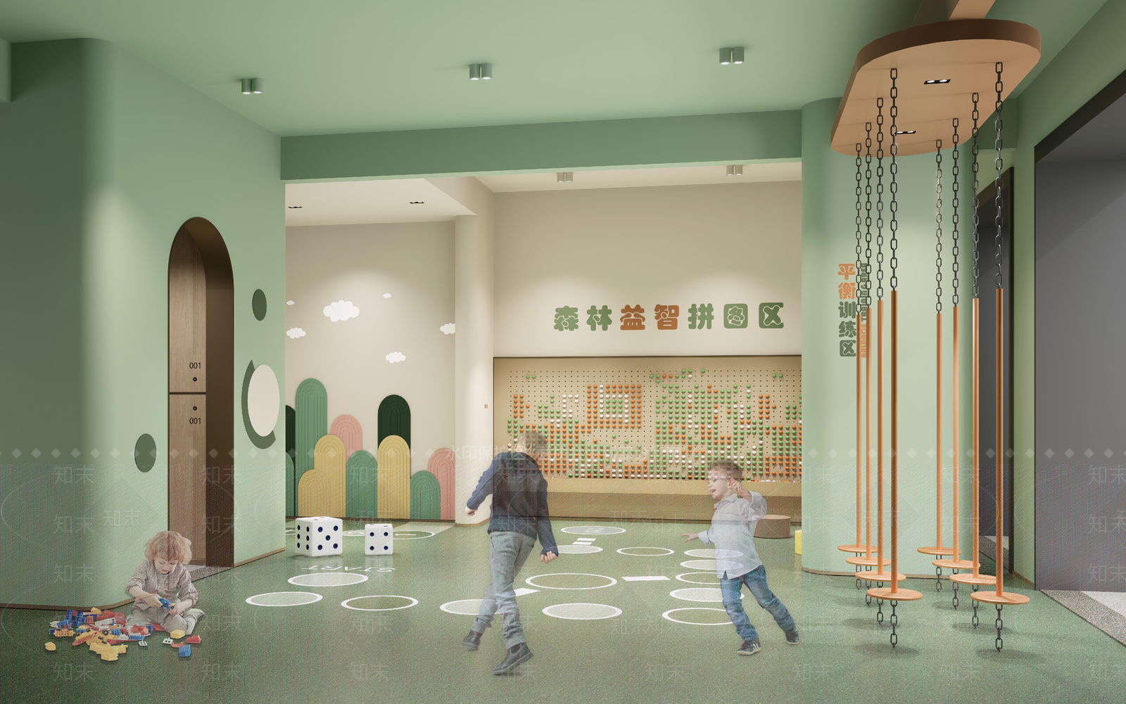 现代极简儿童活动空间SU模型下载【ID:1192688600】