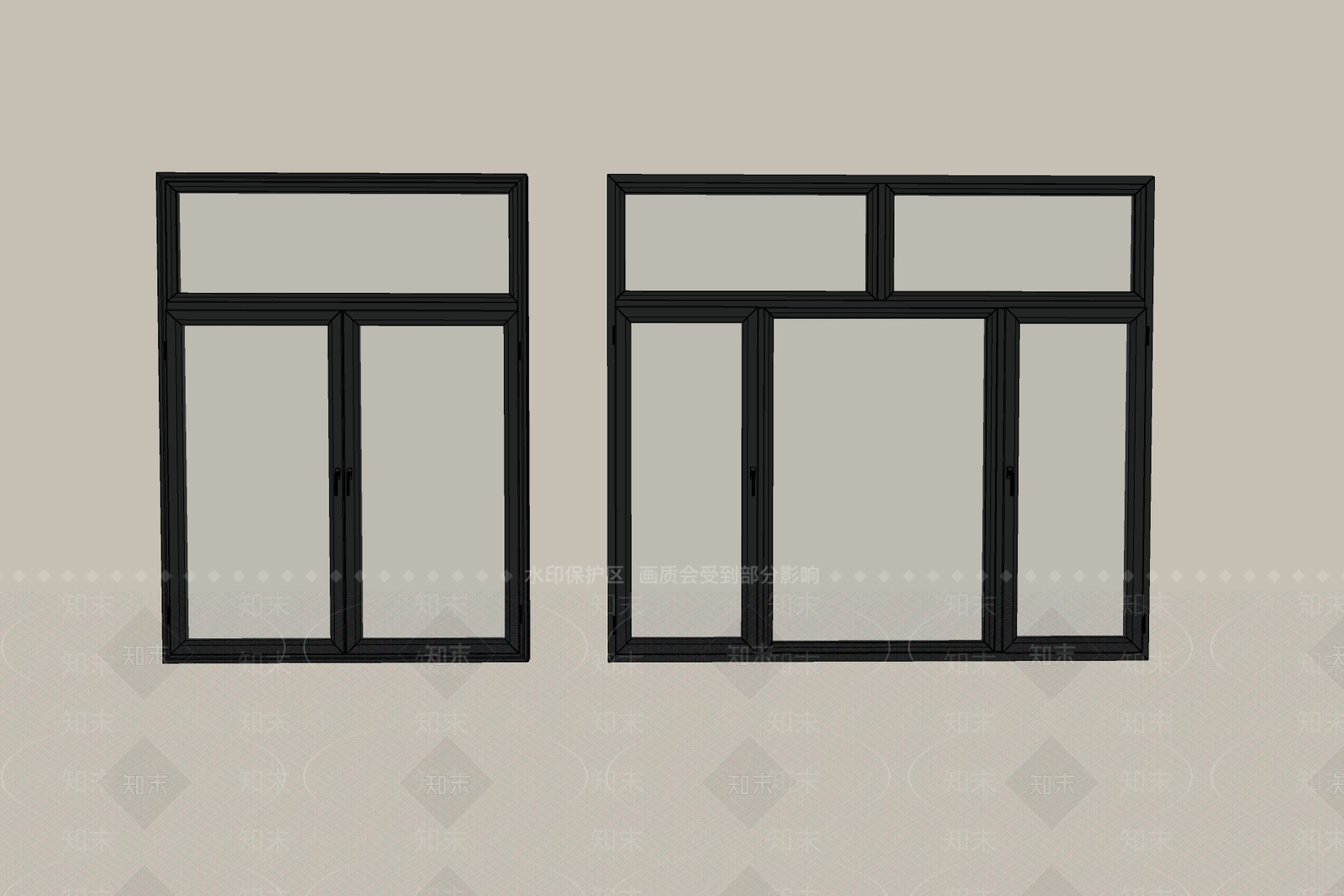 现代平开窗SU模型下载【ID:1192697631】