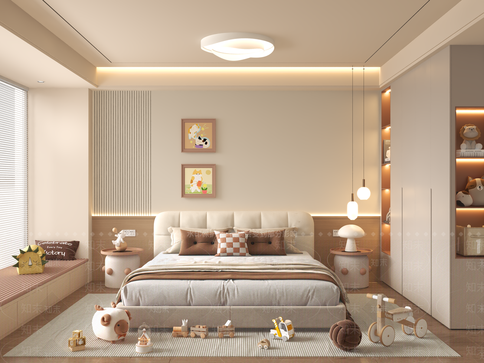 现代奶油女孩房3D模型下载【ID:1192699958】