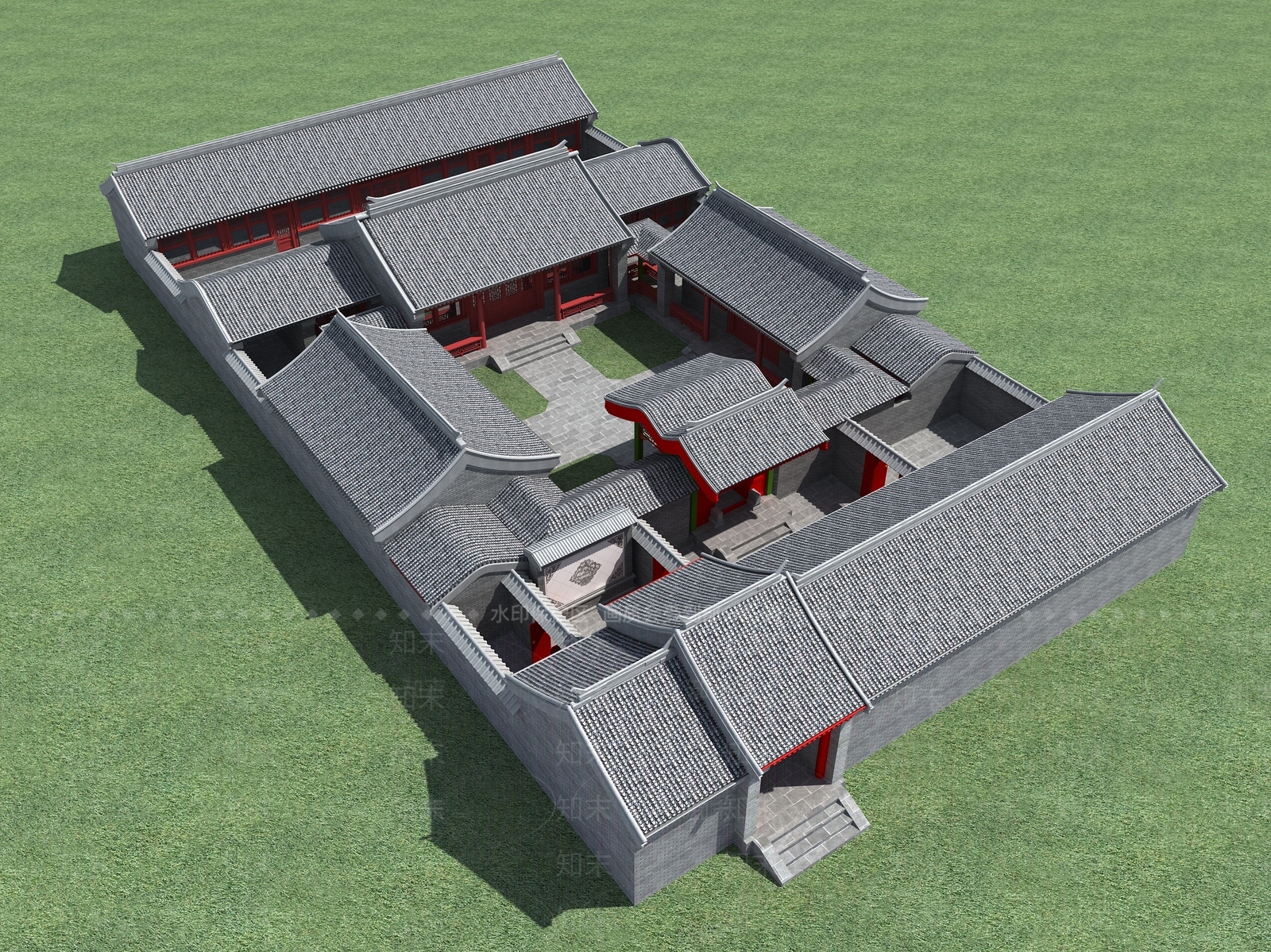中式四合院3D模型下载【ID:1192708715】