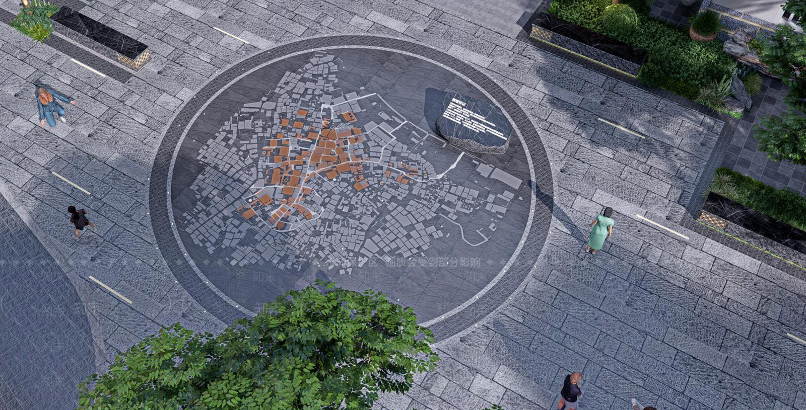 中式广场景观SU模型下载【ID:1192711916】