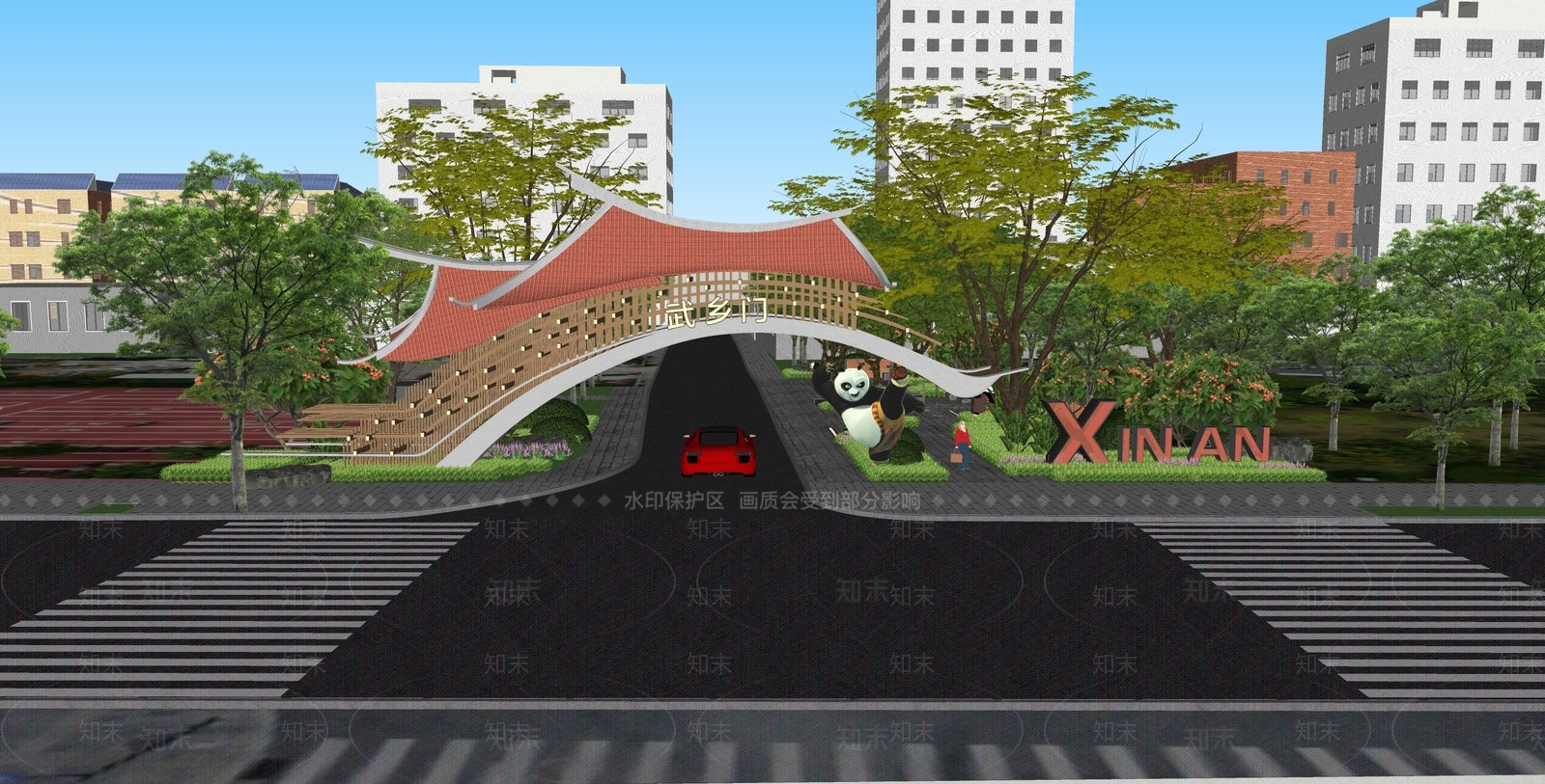 中式入口大门SU模型下载【ID:1192714114】