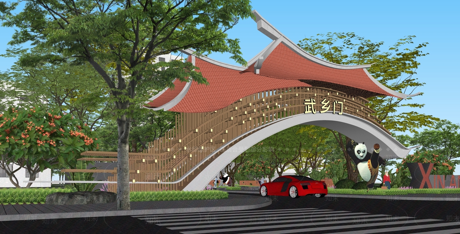 中式入口大门SU模型下载【ID:1192714114】