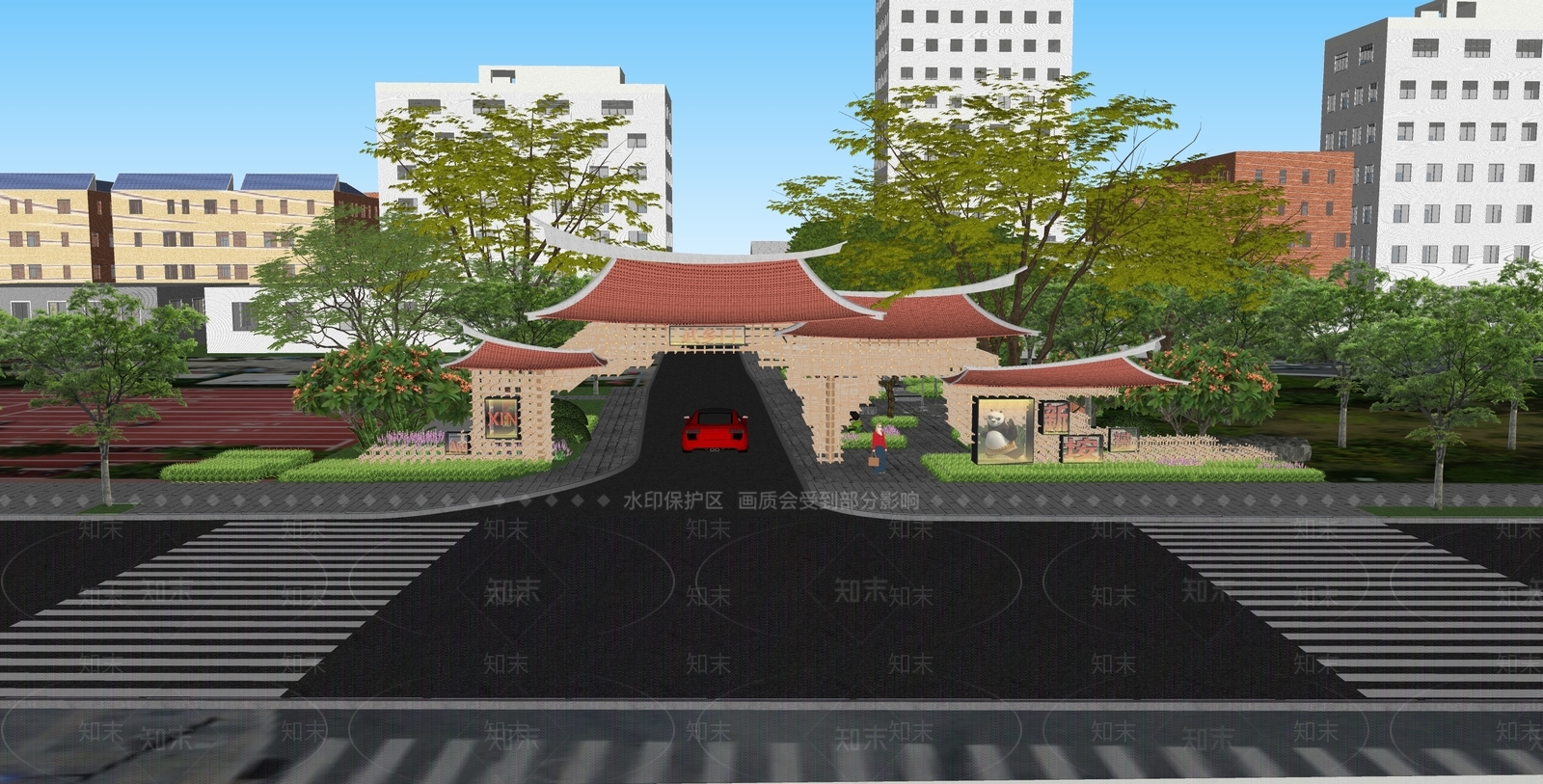 中式入口大门SU模型下载【ID:1192714515】