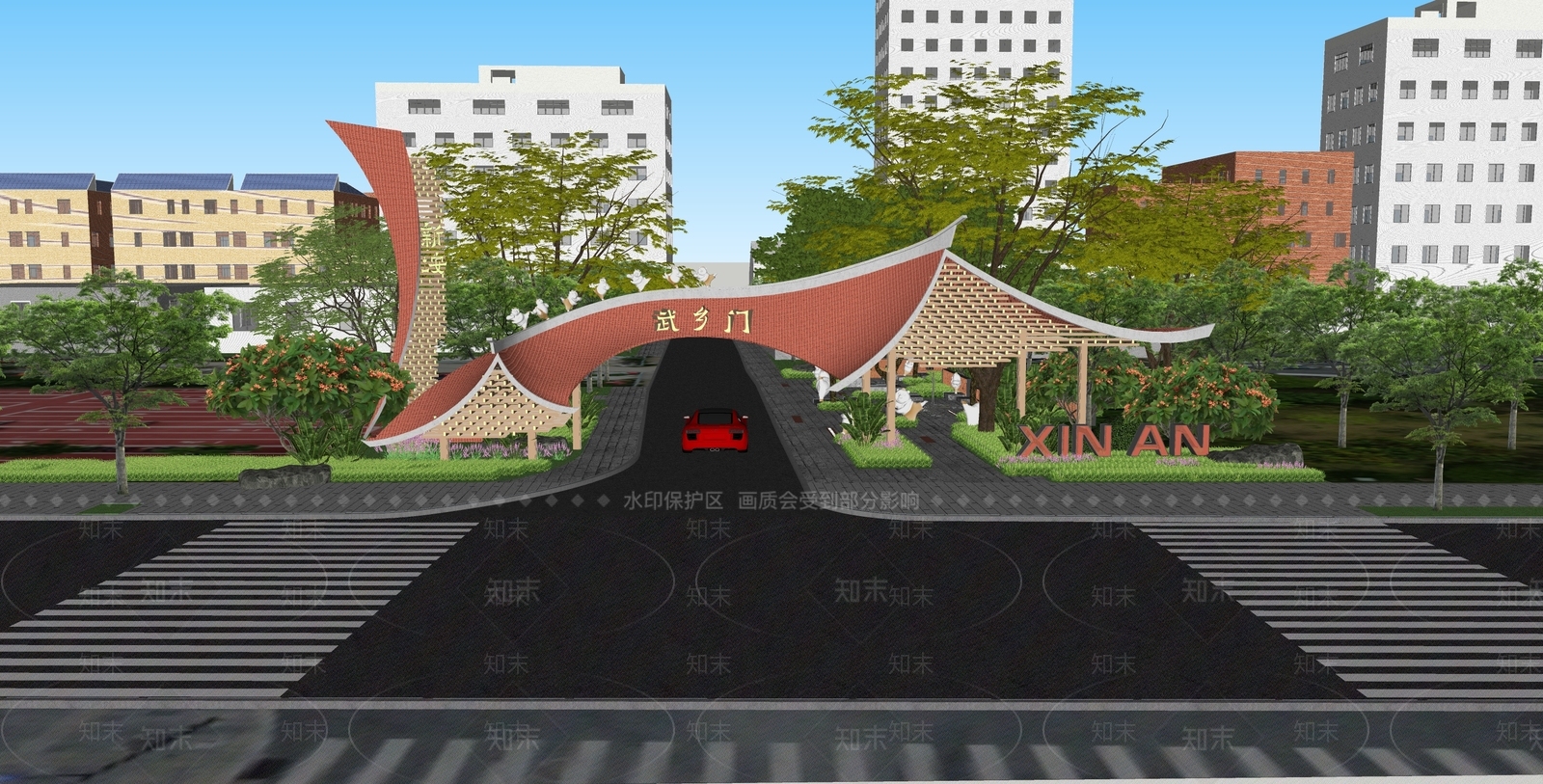 中式入口大门SU模型下载【ID:1192715505】