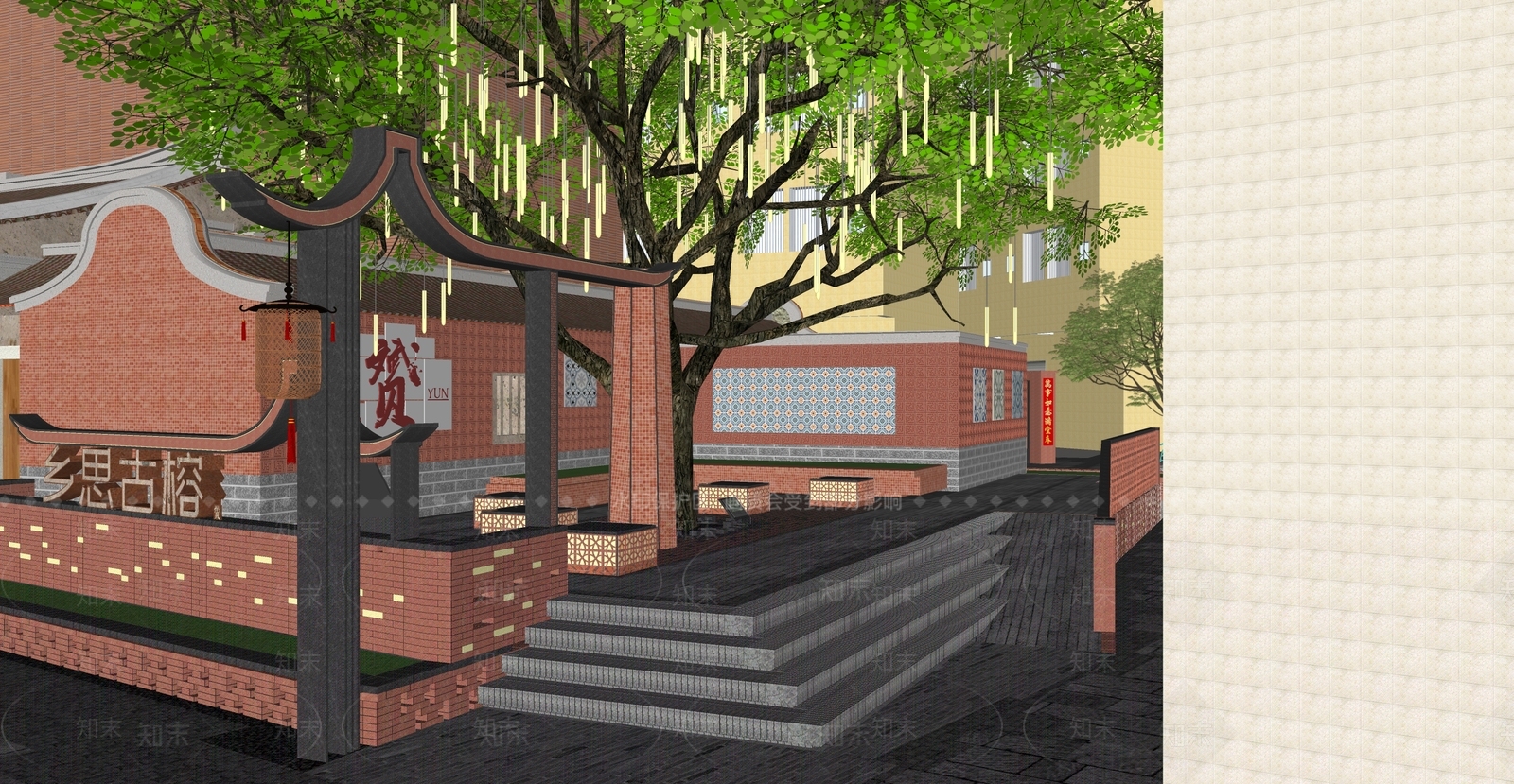 中式商业景观SU模型下载【ID:1192715959】