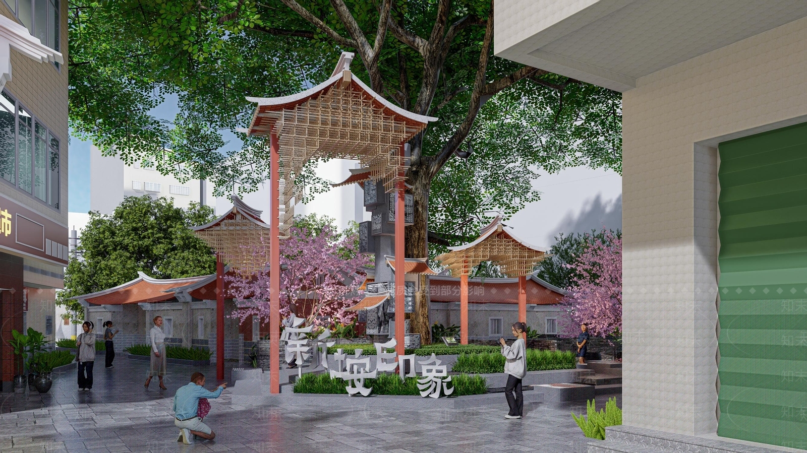 中式商业景观SU模型下载【ID:1192716409】