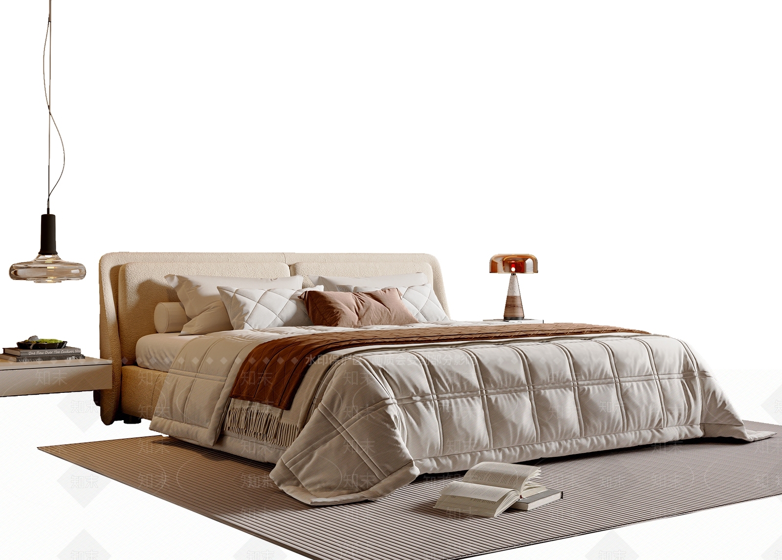 现代简约双人床3D模型下载【ID:1192717525】