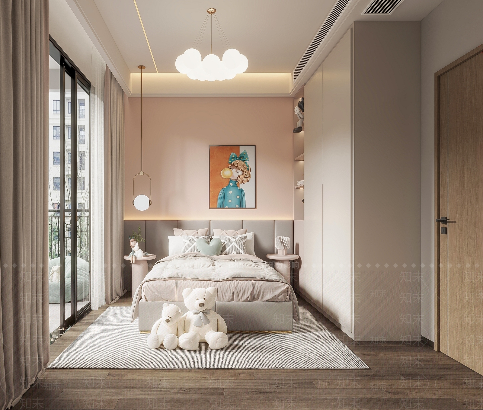 现代简约女孩房3D模型下载【ID:1192720615】