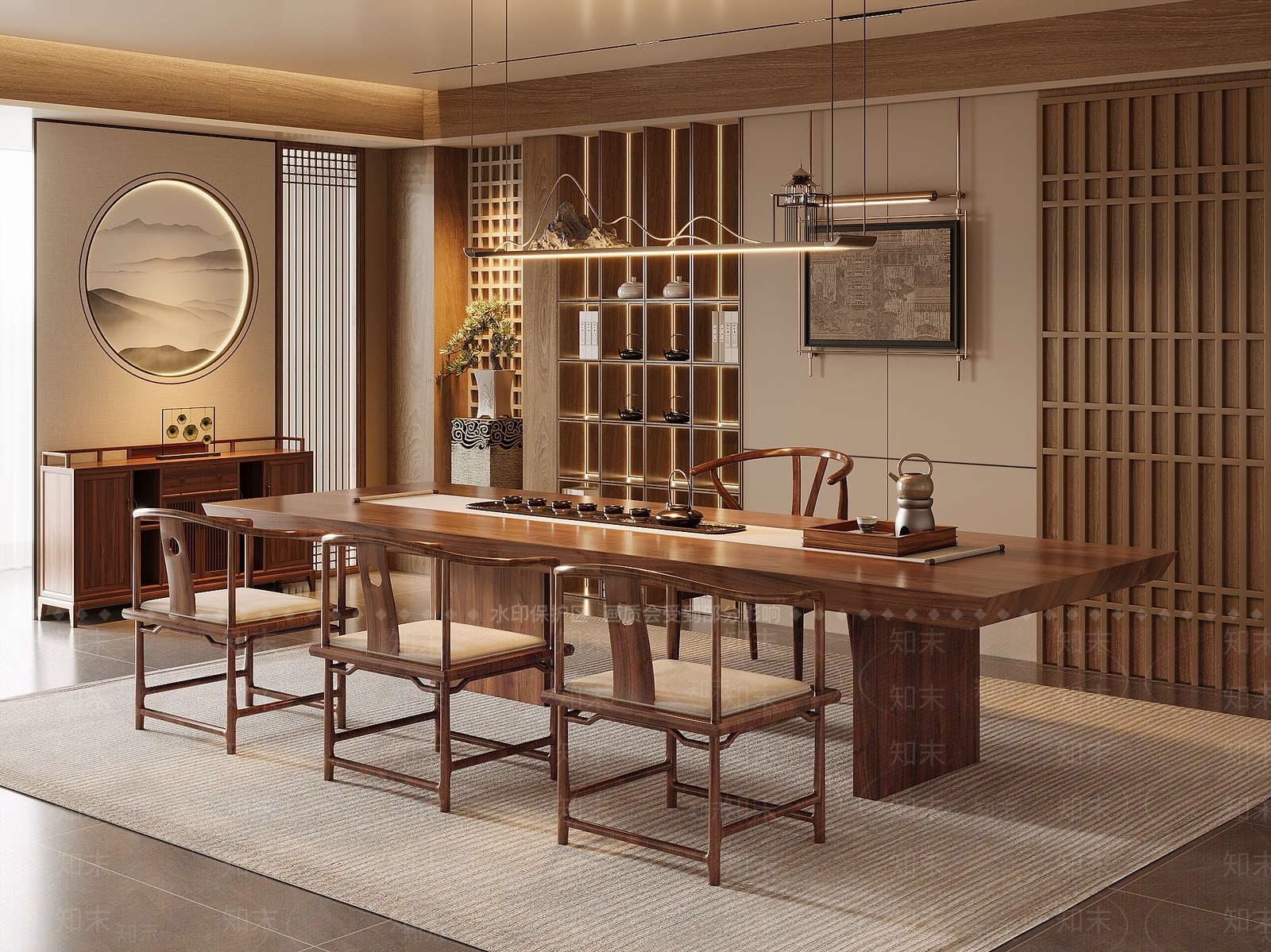 新中式中式茶室SU模型下载【ID:1192720421】