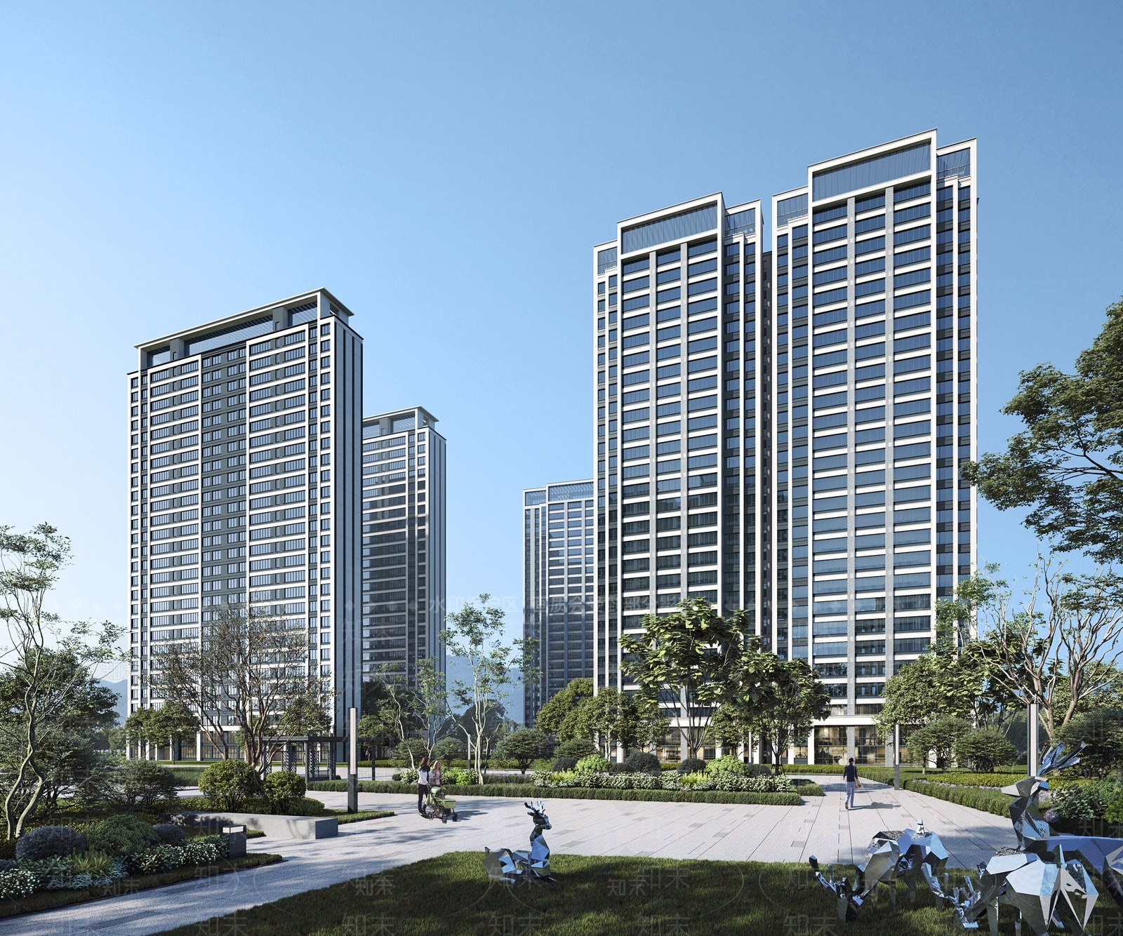 现代高层住宅3D模型下载【ID:1192722745】