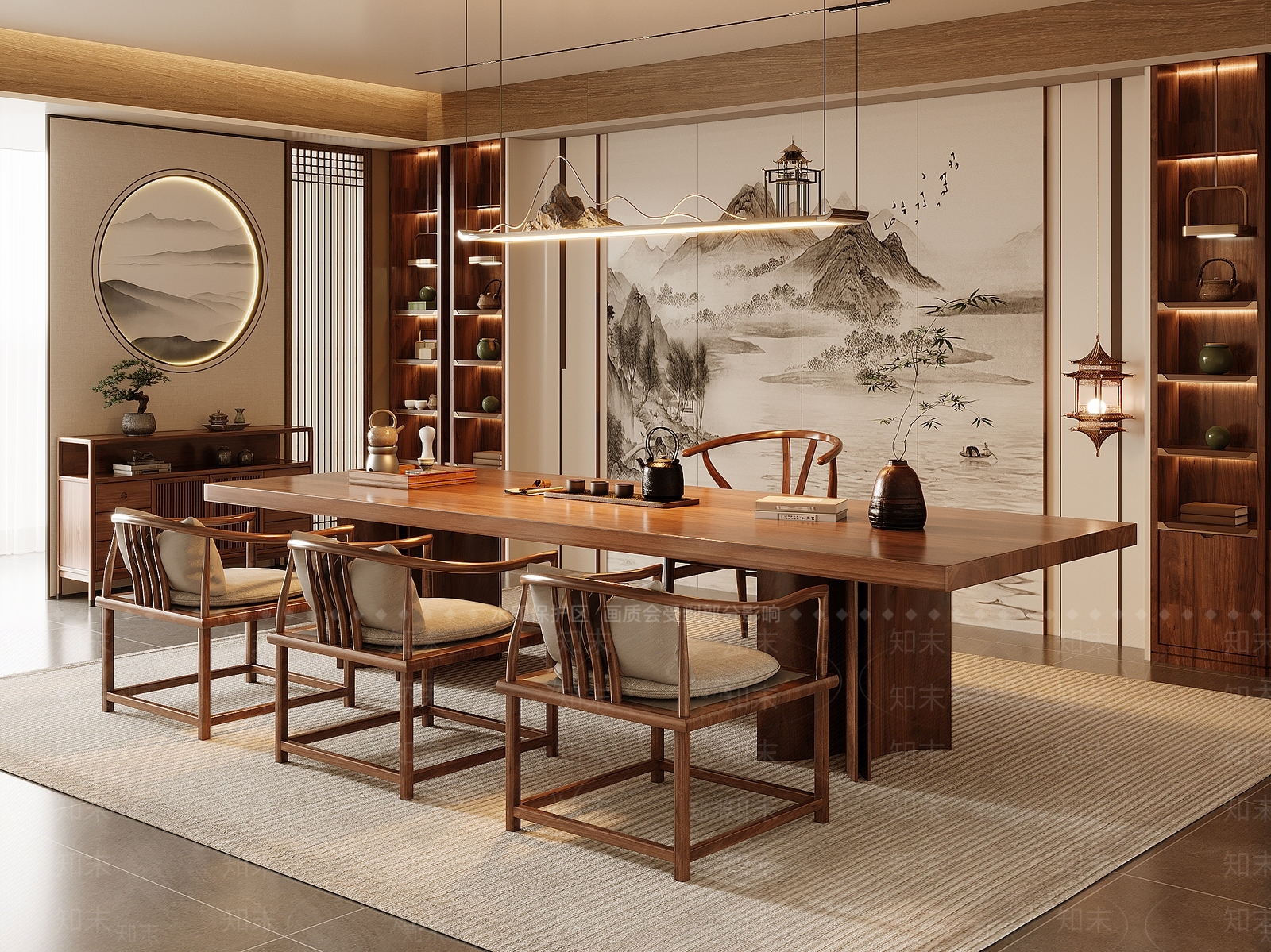 新中式中式茶室SU模型下载【ID:1192721666】