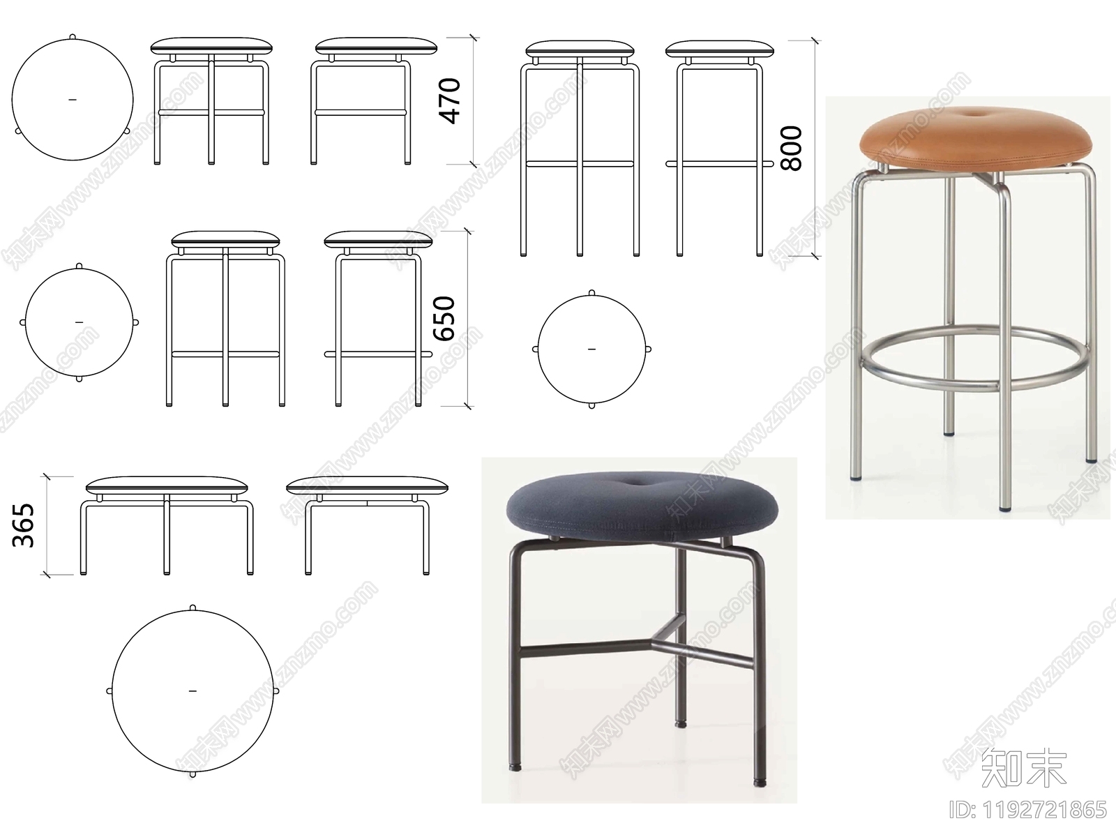 现代复古椅子施工图下载【ID:1192721865】