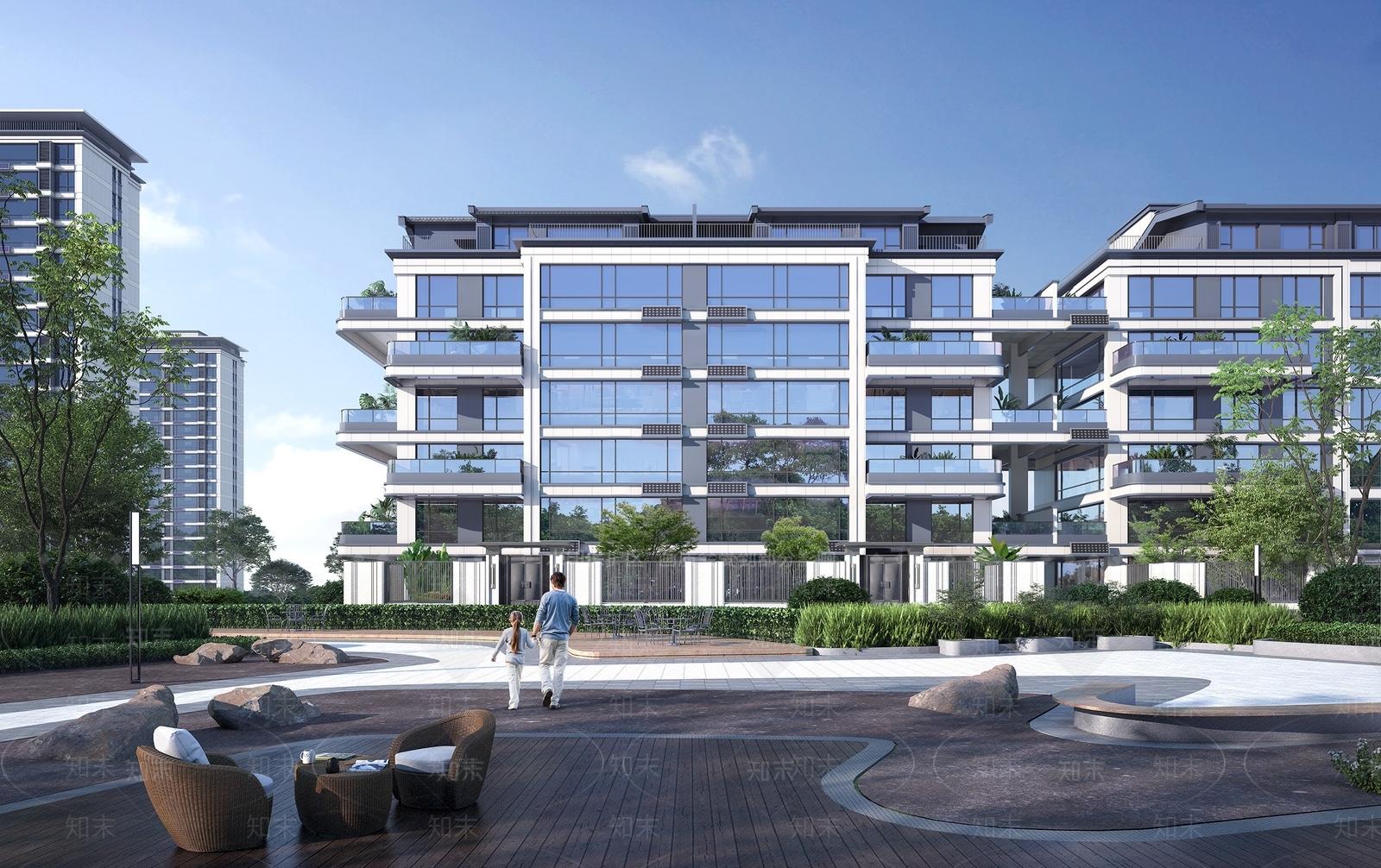 现代新中式多层住宅SU模型下载【ID:1193011635】