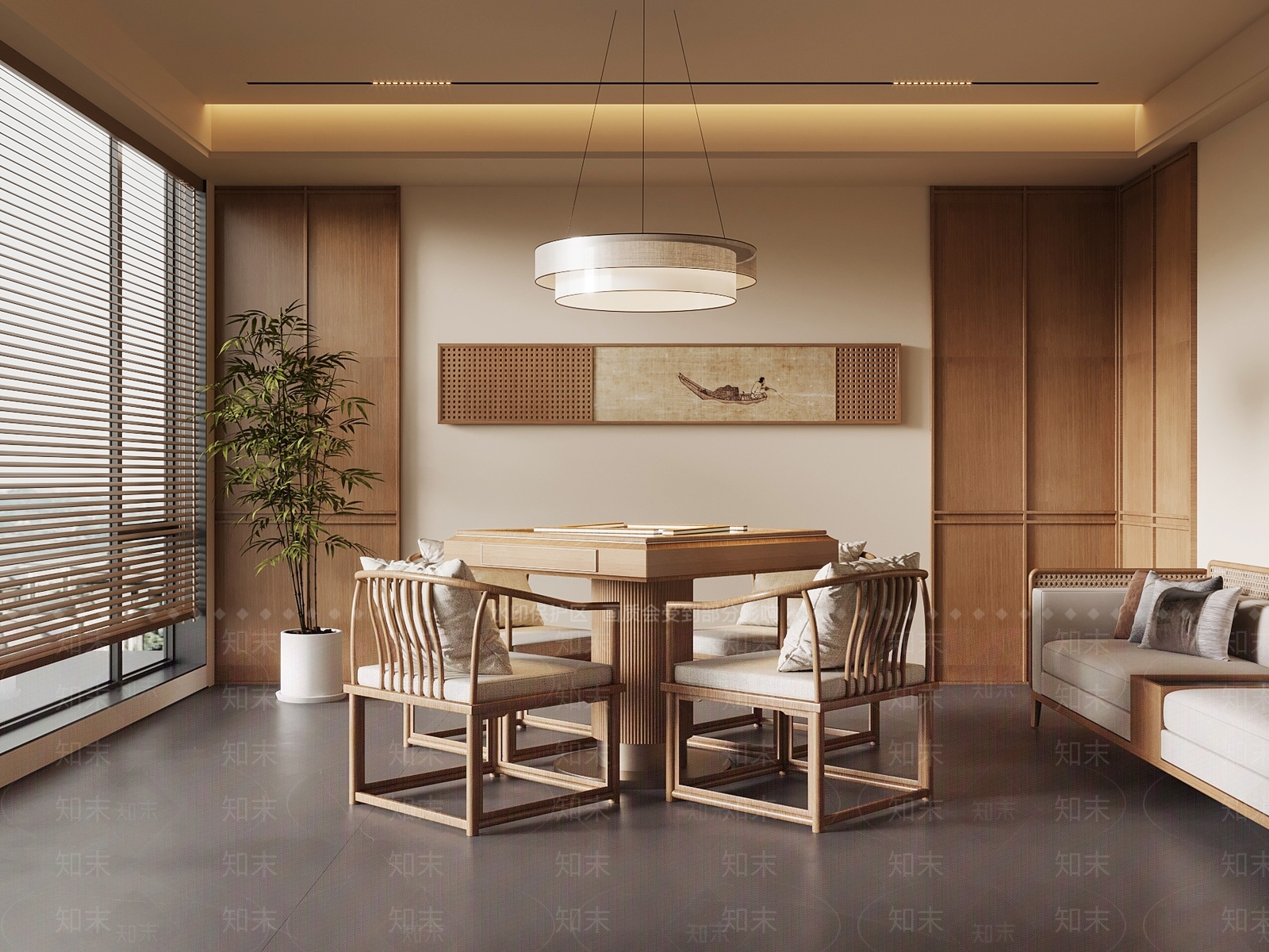 新中式棋牌室3D模型下载【ID:1192723539】