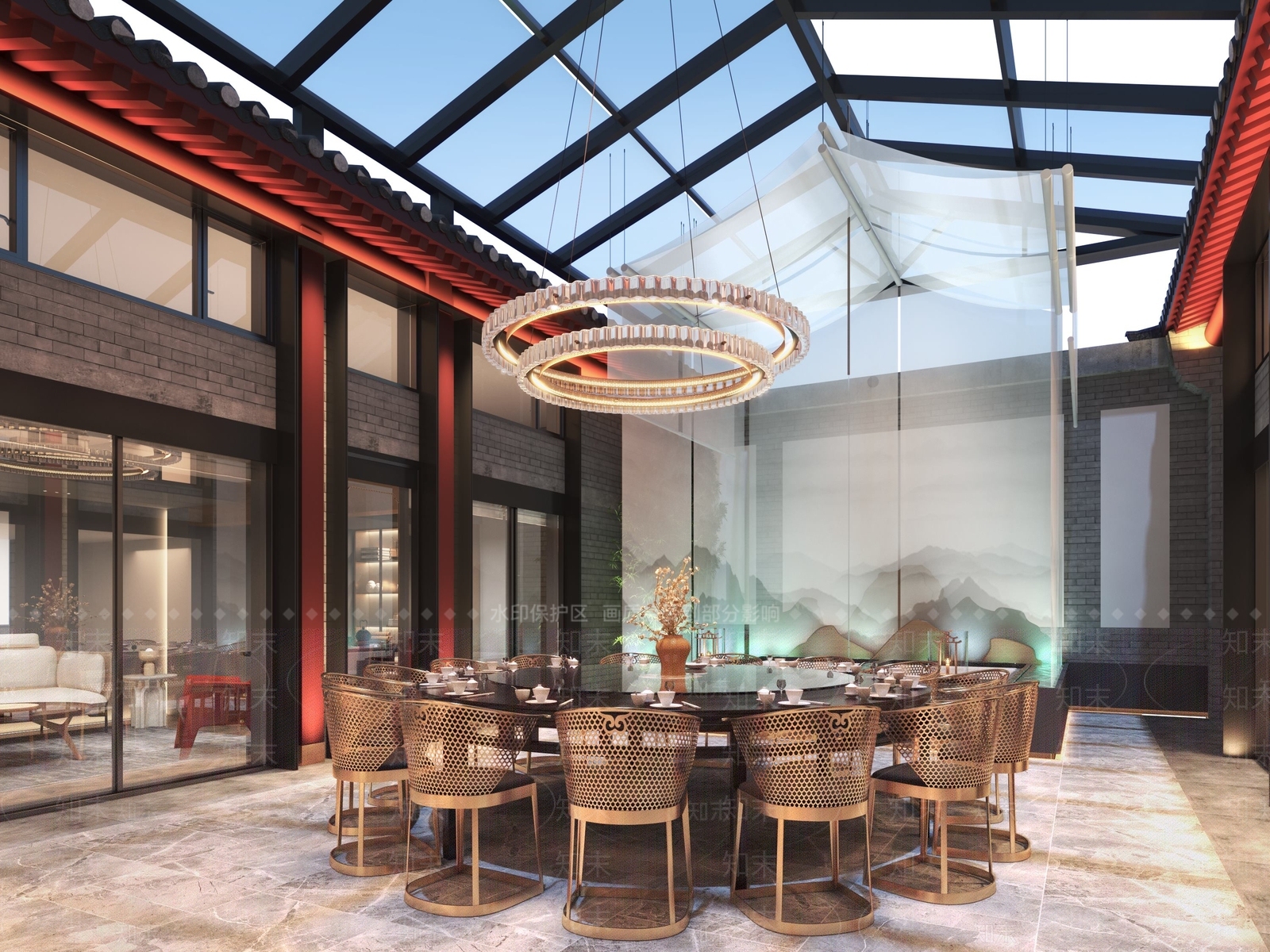 新中式中餐厅3D模型下载【ID:1192724194】