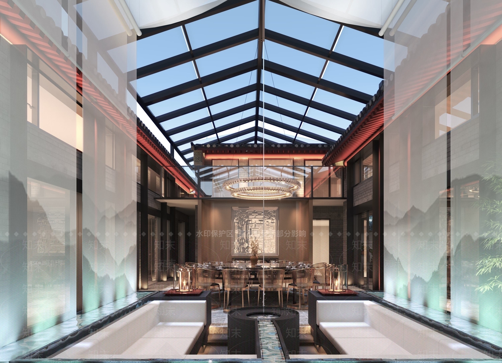 新中式中餐厅3D模型下载【ID:1192724194】