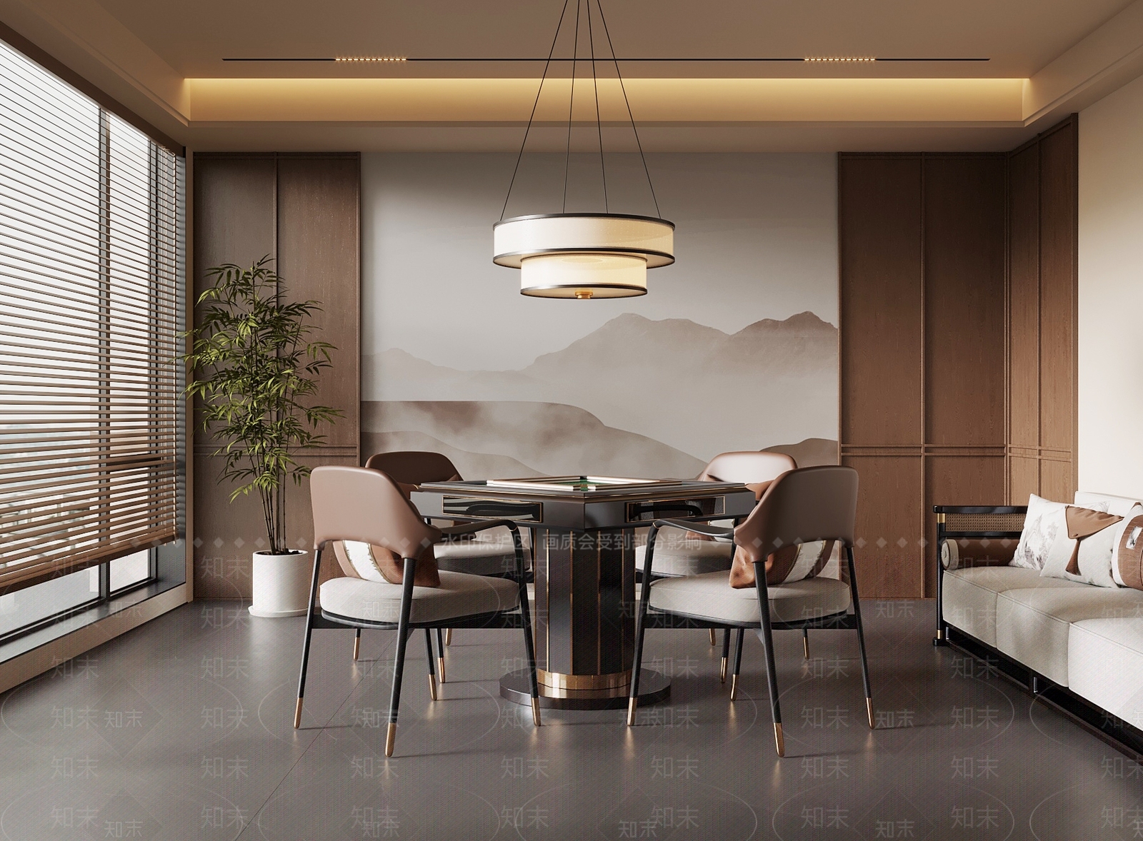 新中式棋牌室3D模型下载【ID:1192723847】