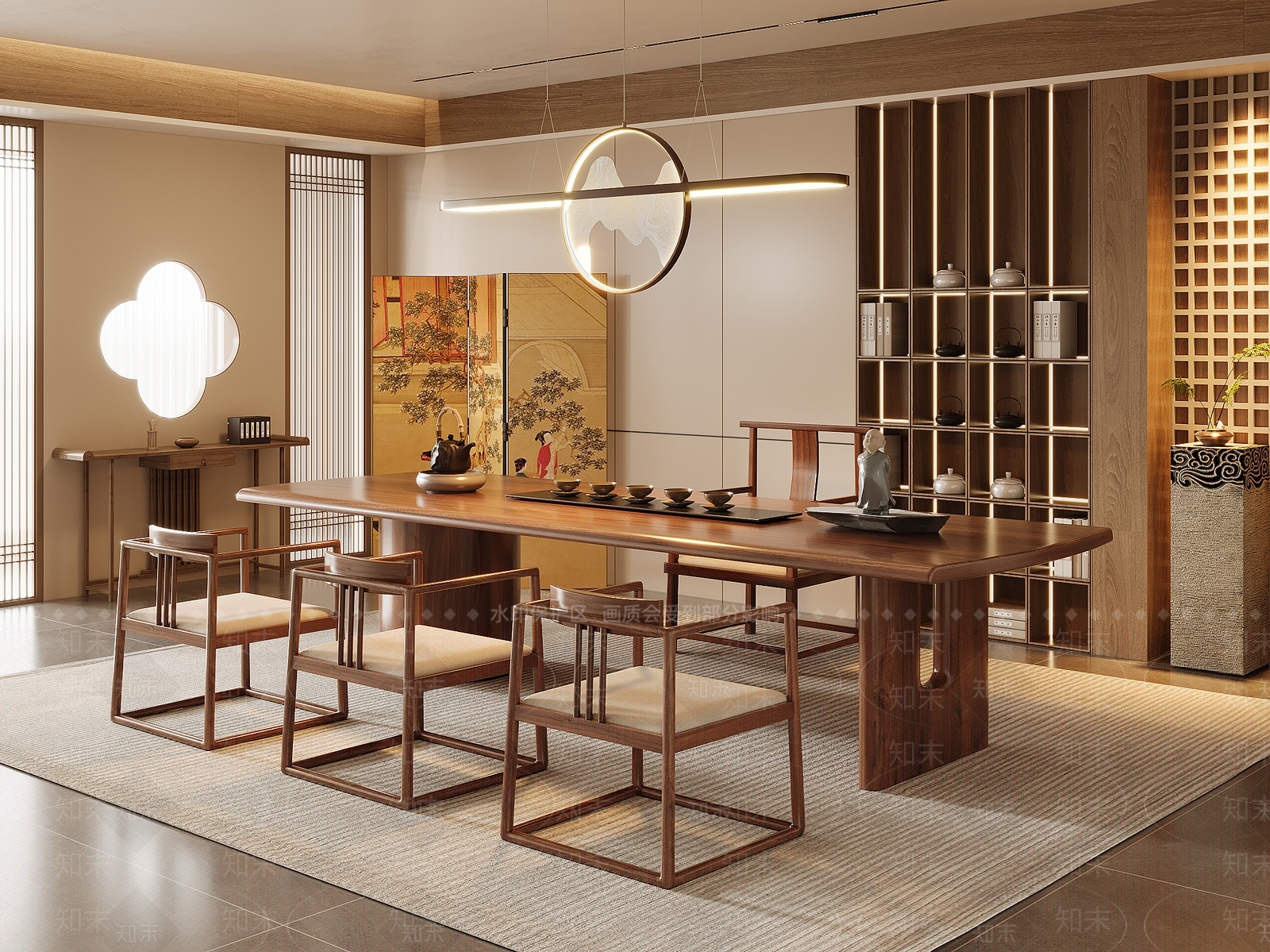 新中式中式茶室3D模型下载【ID:1192724420】