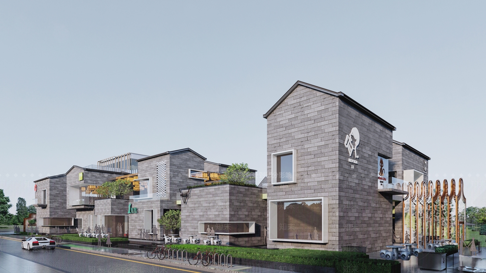 新中式商业街SU模型下载【ID:1192725310】