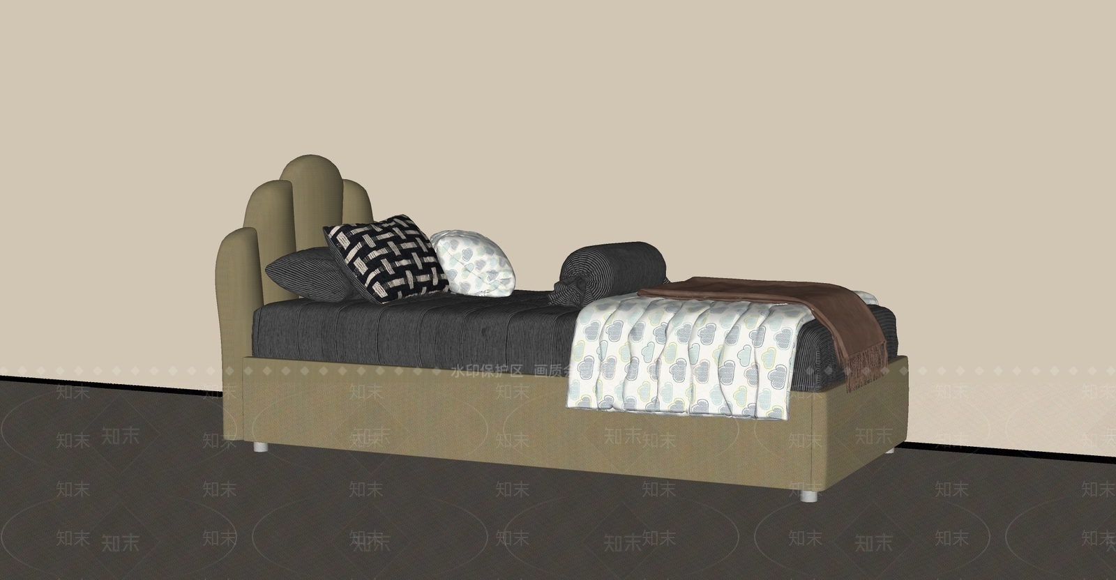 中古侘寂儿童床SU模型下载【ID:1192727992】