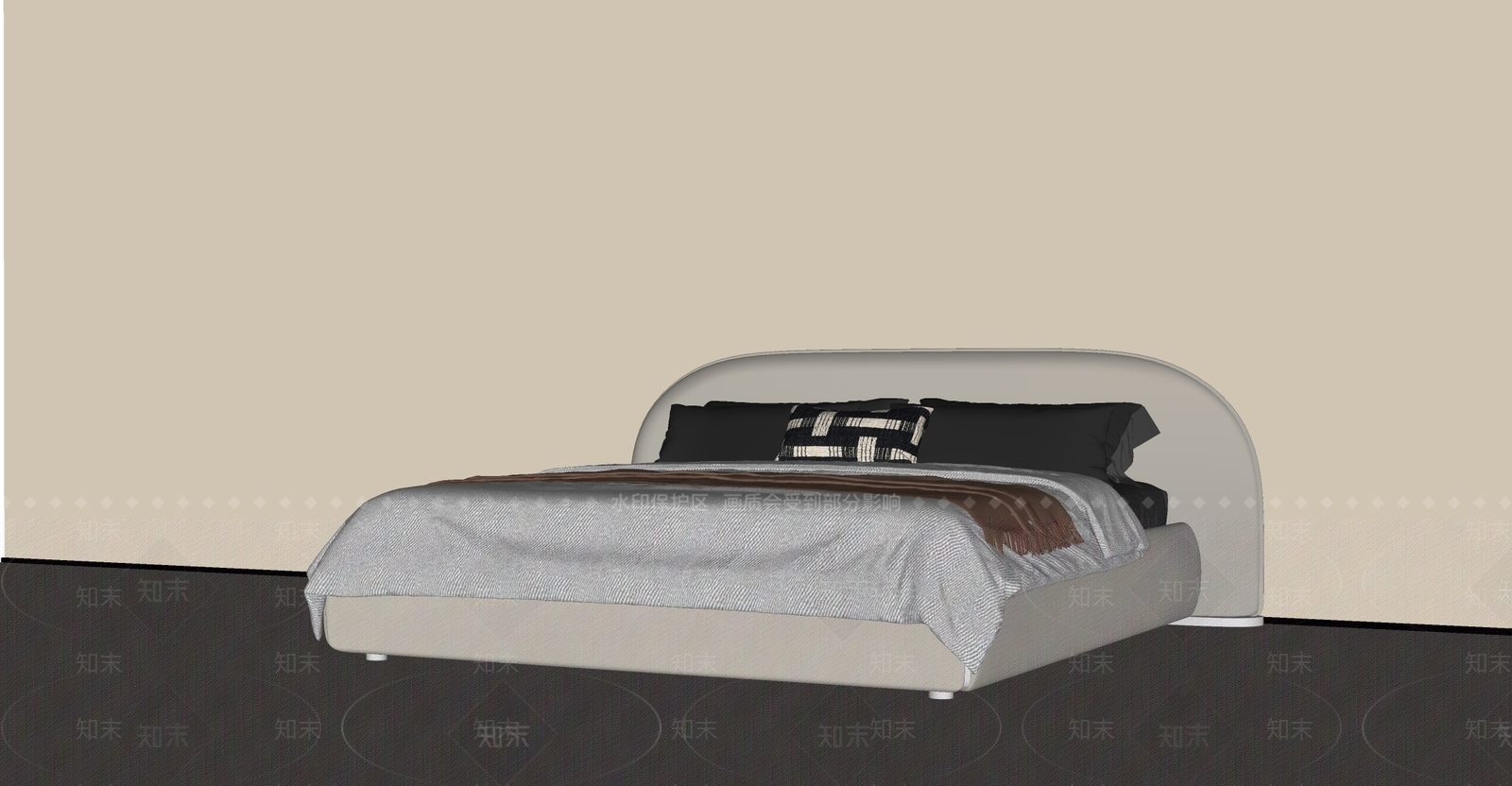 中古侘寂双人床SU模型下载【ID:1192728805】