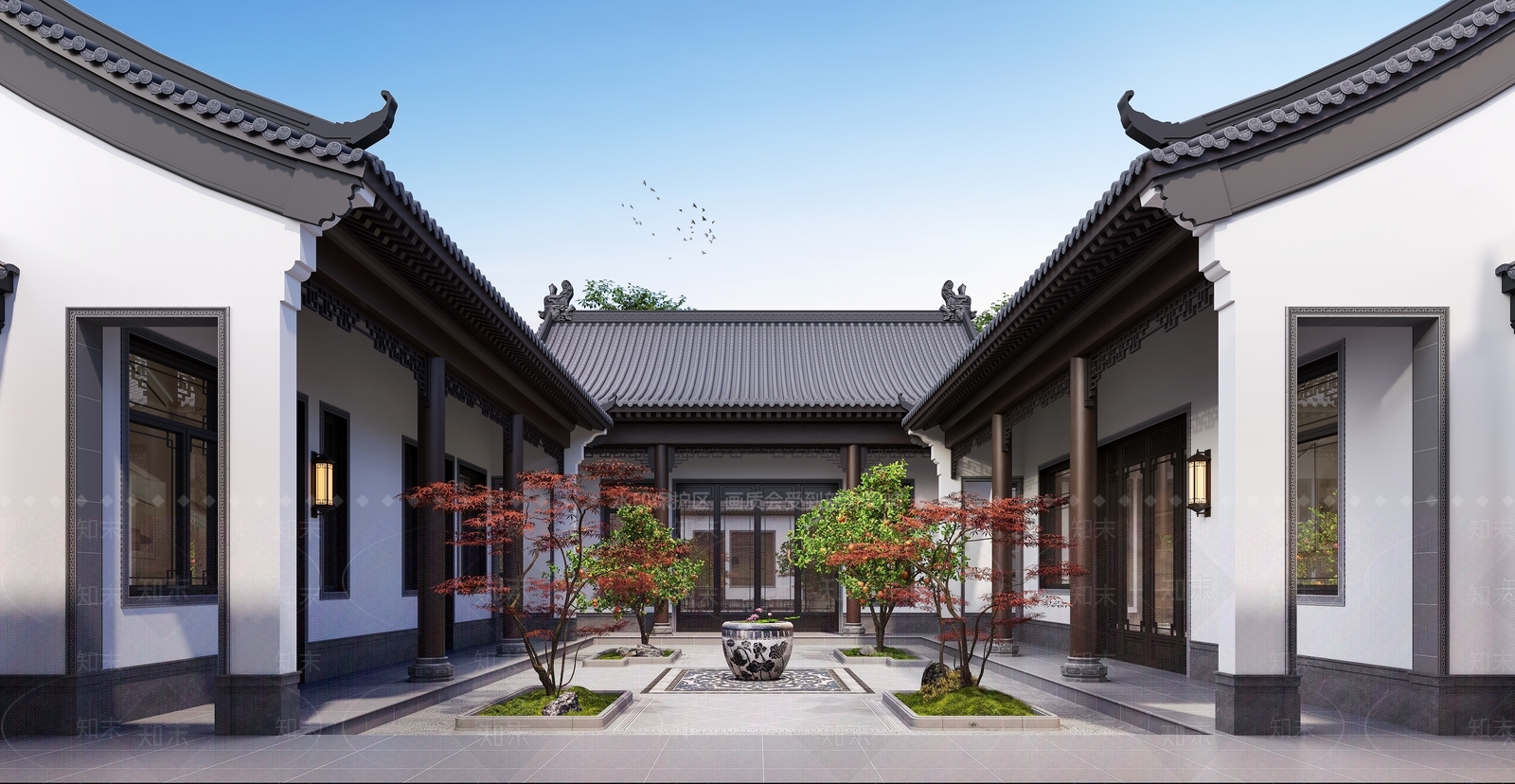 新中式中式四合院3D模型下载【ID:1192732083】
