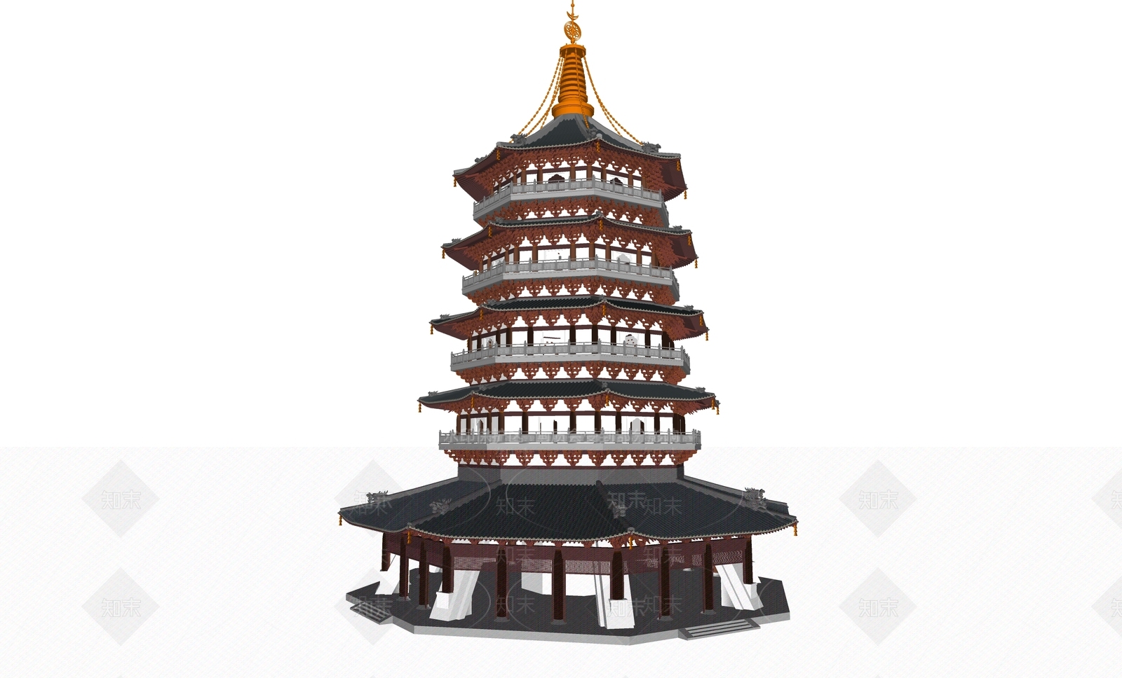 中式古建筑SU模型下载【ID:1192731922】