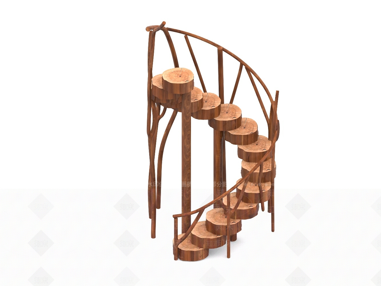 中式旋转楼梯SU模型下载【ID:1192732635】