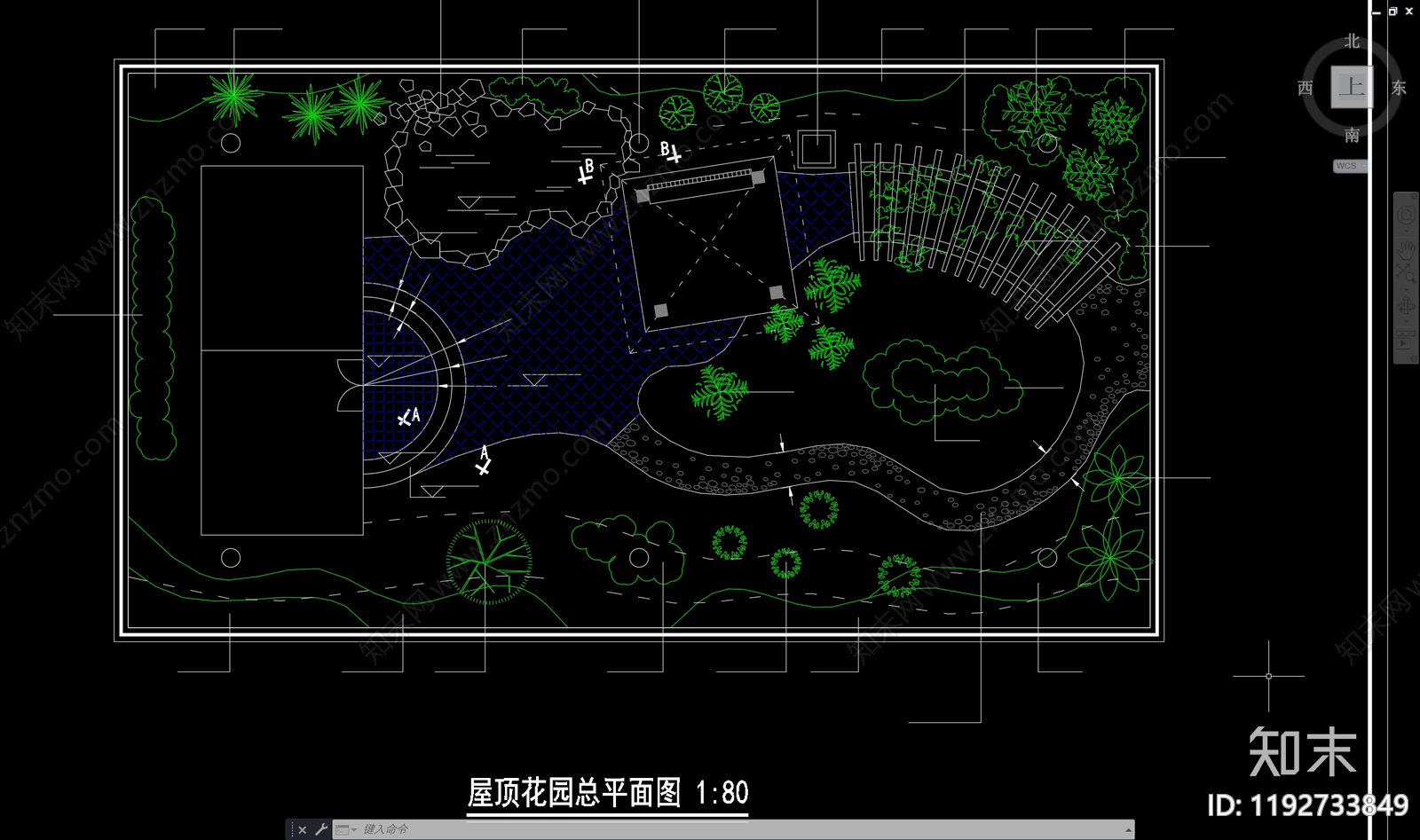 现代屋顶花园cad施工图下载【ID:1192733849】