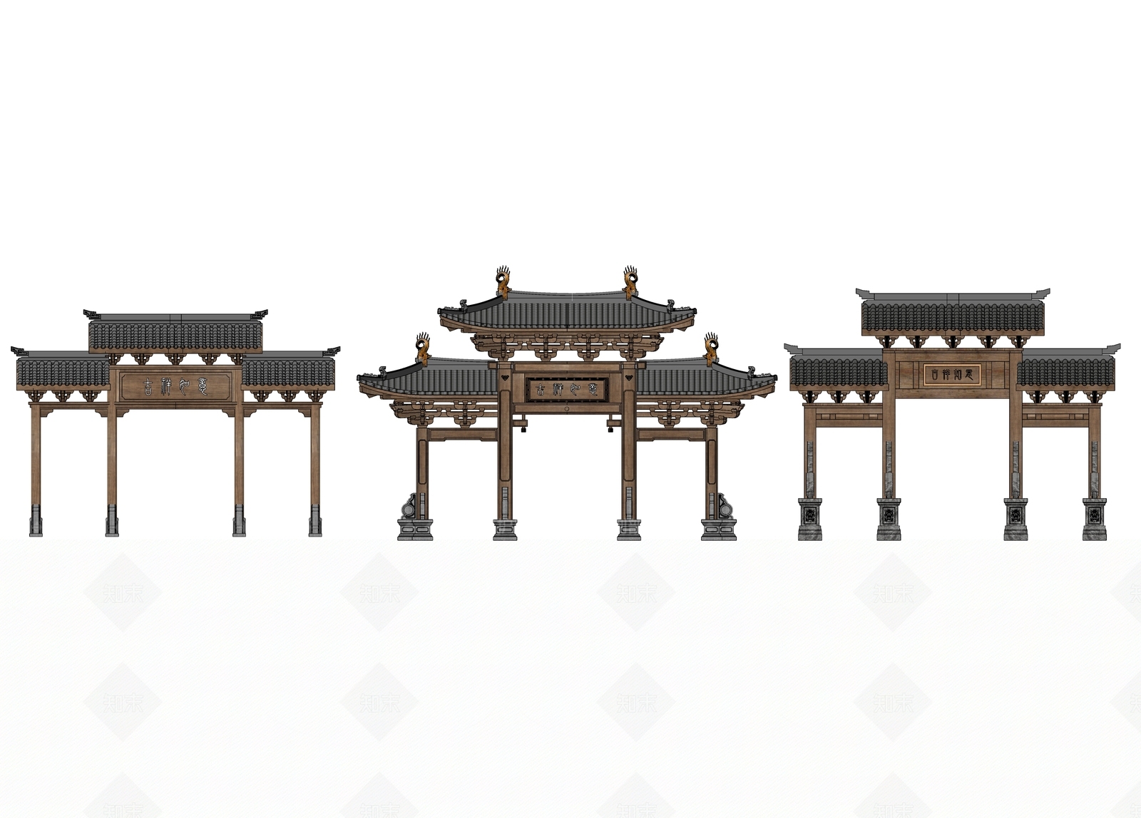 现代新中式牌坊牌楼SU模型下载【ID:1192734134】