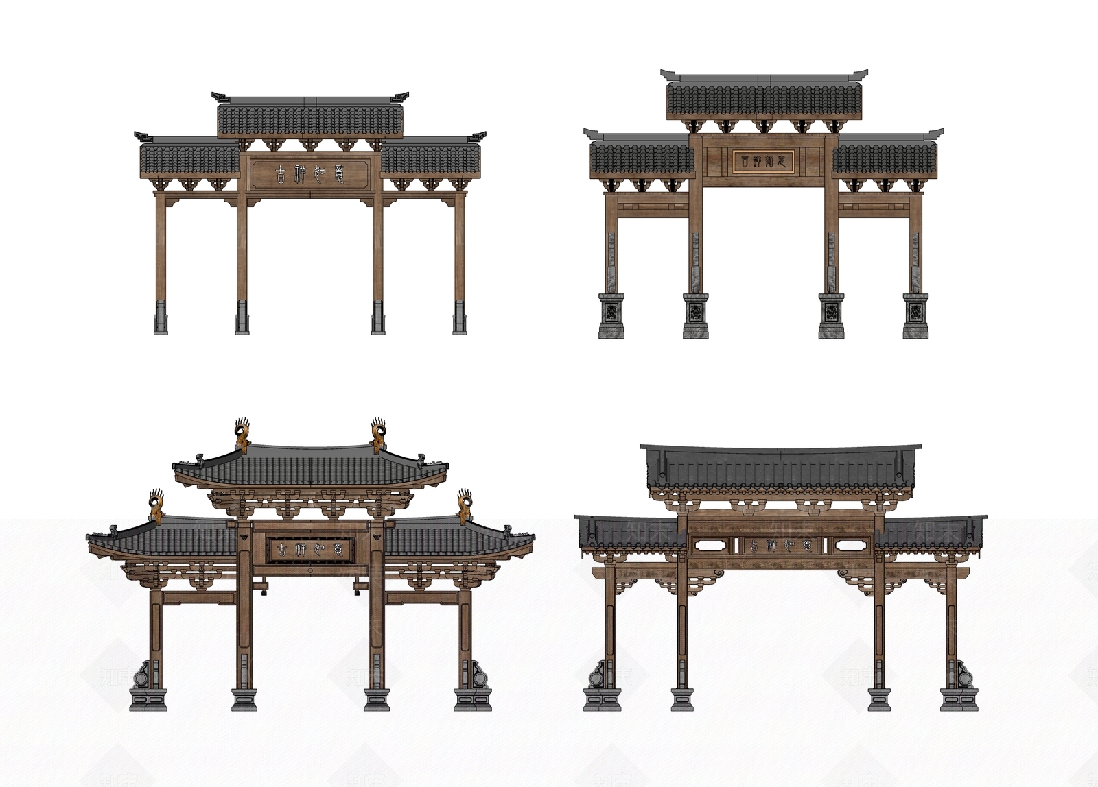 现代新中式牌坊牌楼SU模型下载【ID:1192734598】