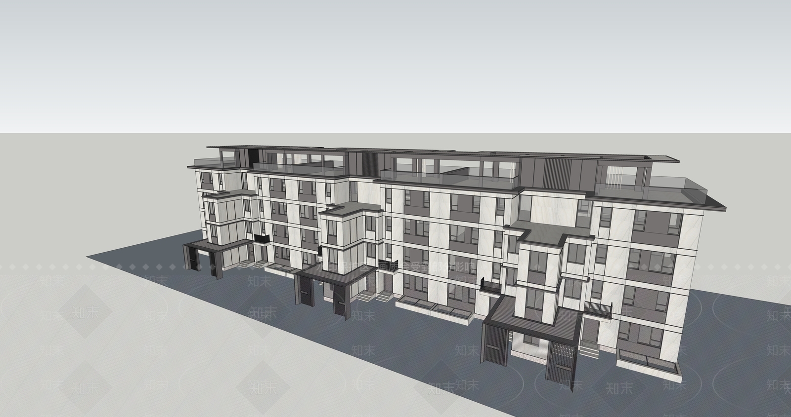 现代多层住宅SU模型下载【ID:1192735701】