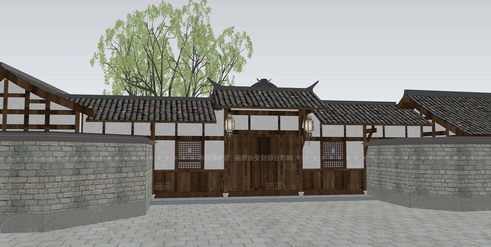 中式古建筑SU模型下载【ID:1192735948】