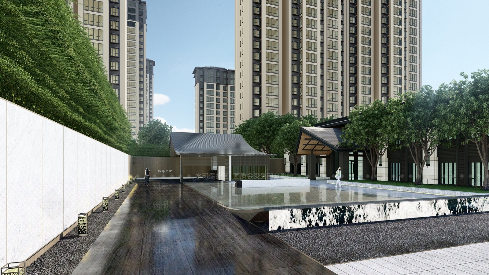 新中式简约小区景观SU模型下载【ID:1192736463】