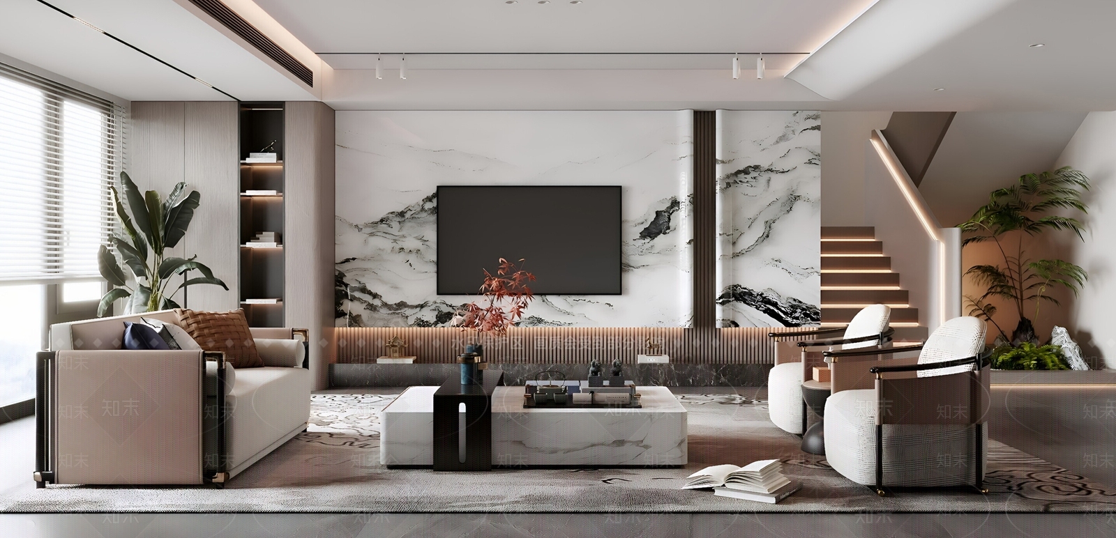 新中式别墅客厅SU模型下载【ID:1192737506】
