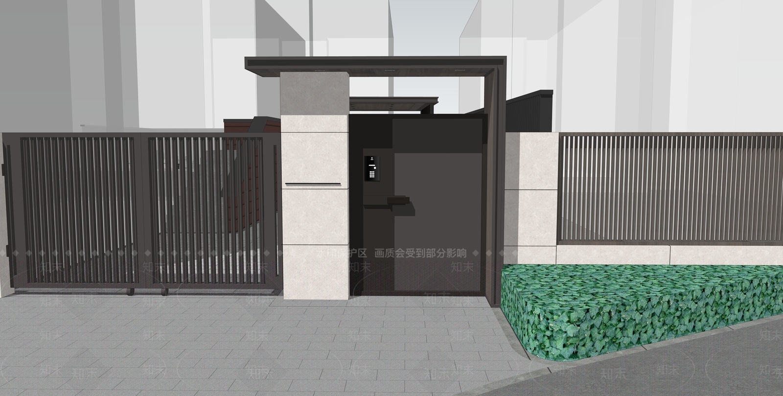 现代极简别墅庭院SU模型下载【ID:1192750887】