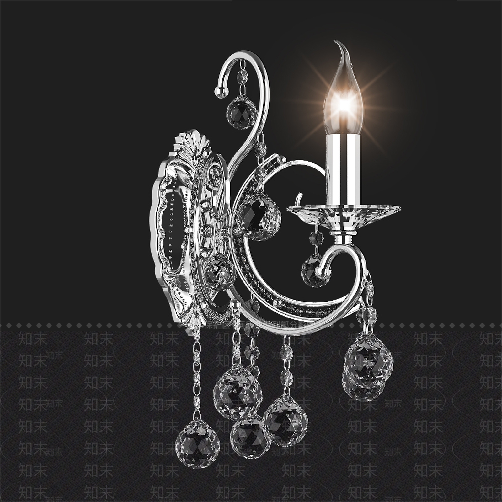 现代欧式水晶壁灯3D模型下载【ID:1192751341】