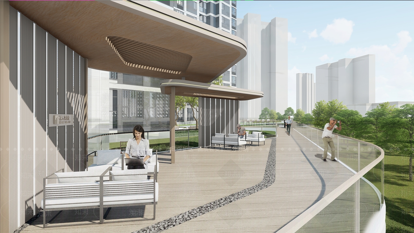 现代小区景观SU模型下载【ID:1192753610】