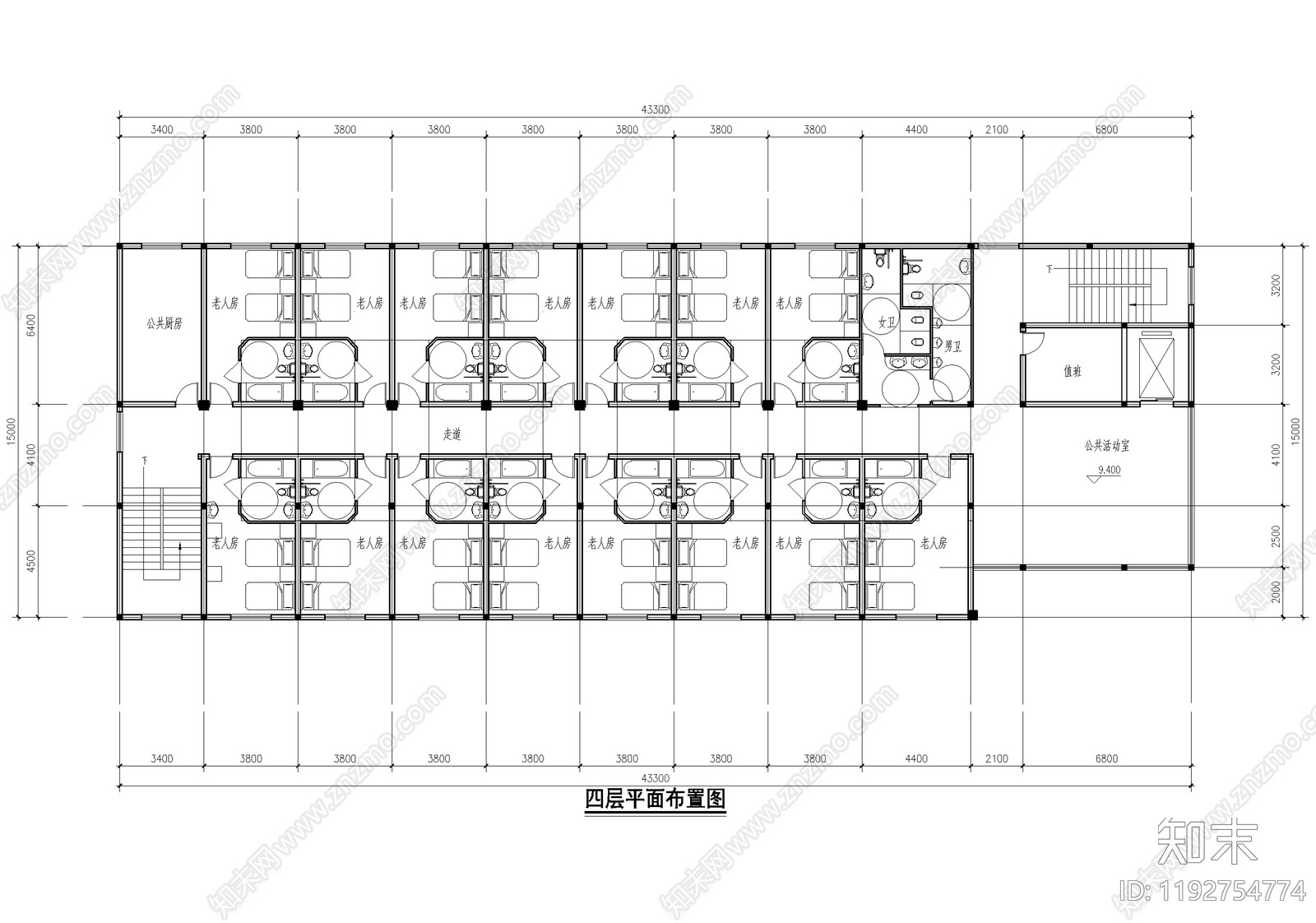 养老院cad施工图下载【ID:1192754774】