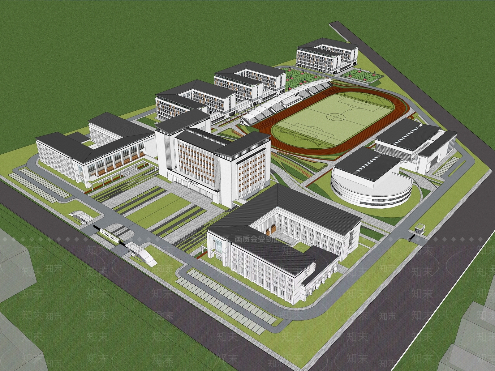 现代学校建筑SU模型下载【ID:1192757209】