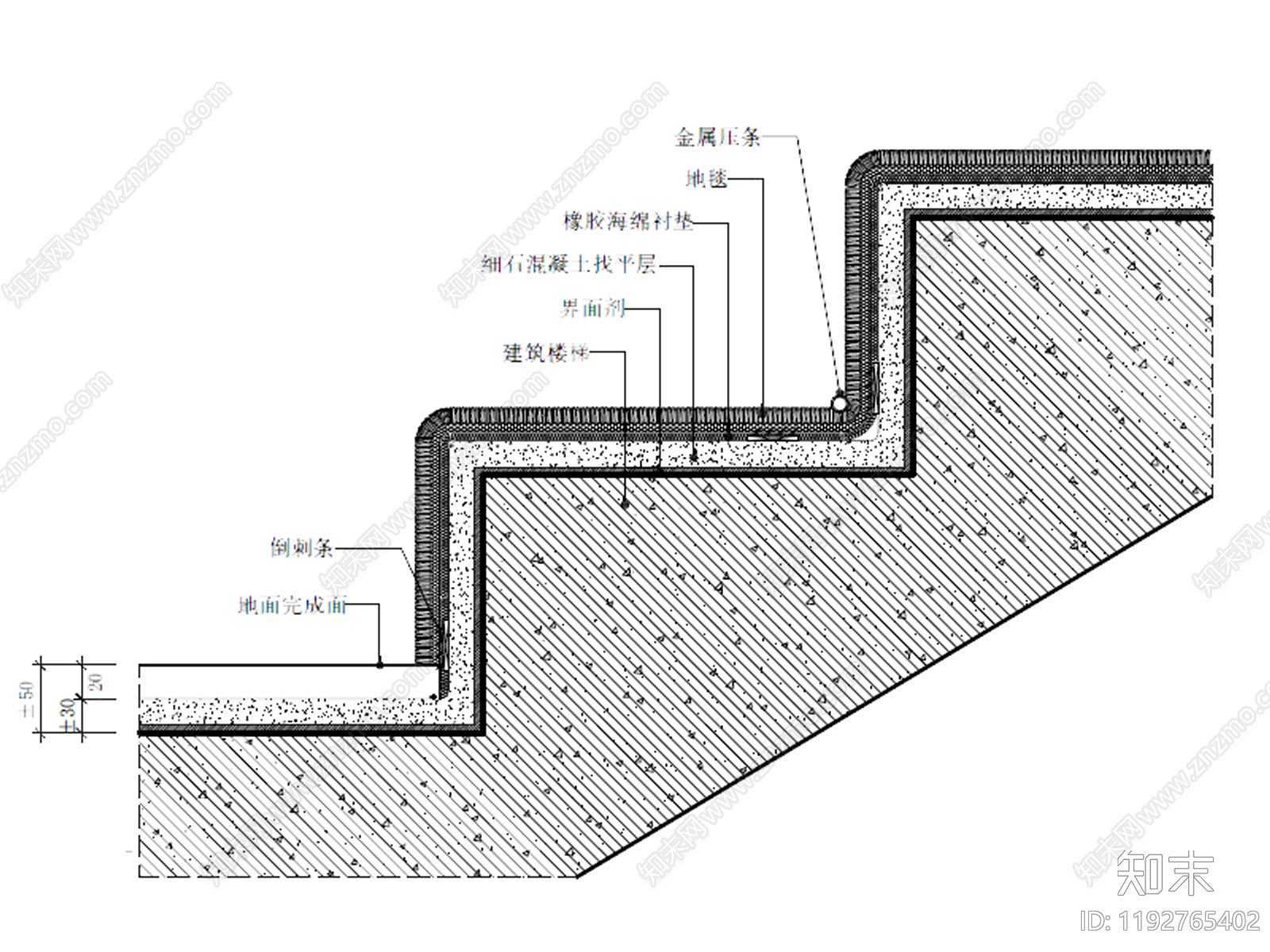 地毯节点cad施工图下载【ID:1192765402】