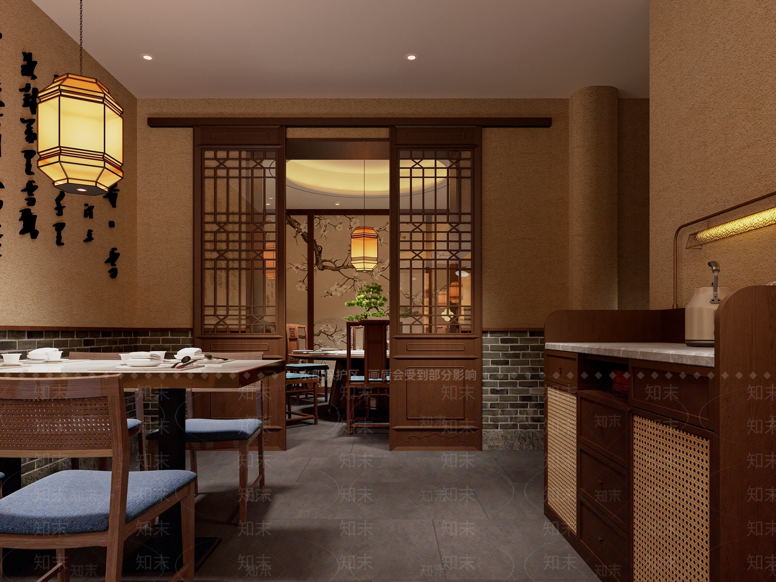 中式新中式中餐厅3D模型下载【ID:1192766259】